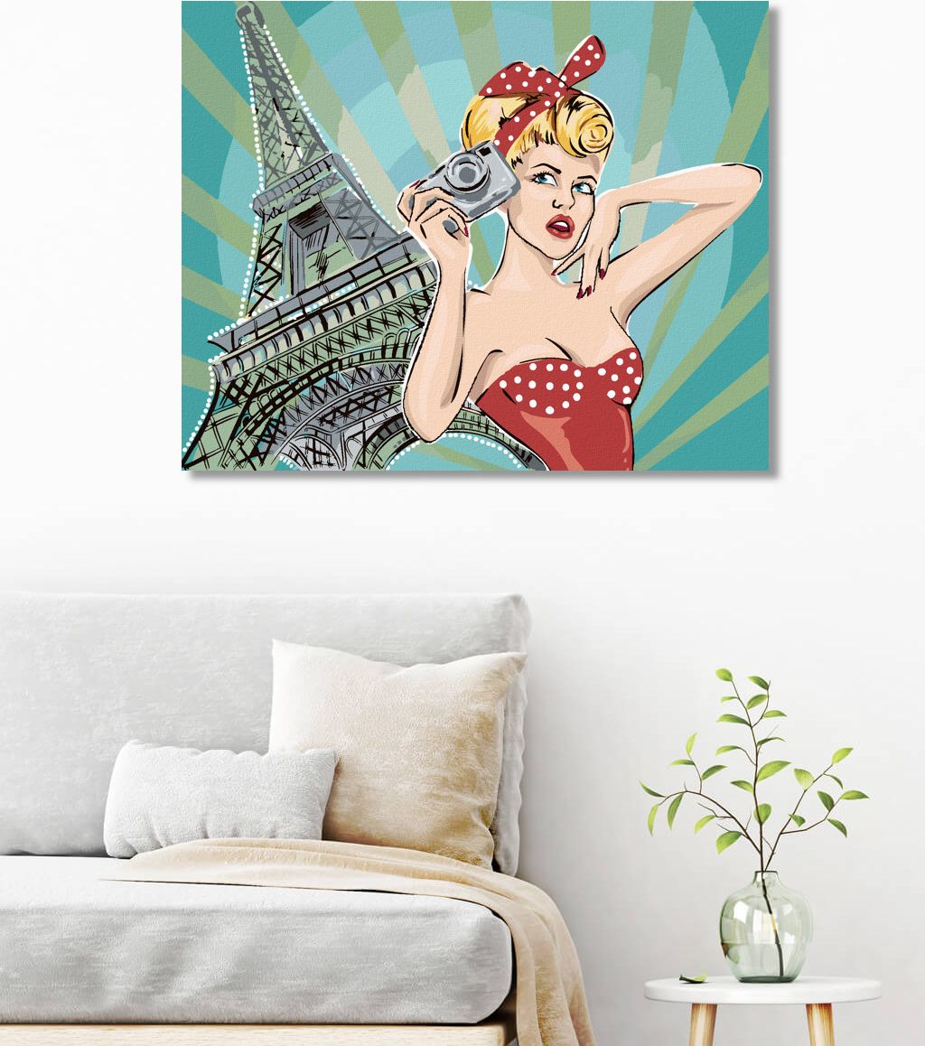 zuty Malování podle čísel - ŽENA U EIFFELOVY VĚŽE POP ART - Rozměr: 40x50 cm, Rámování: Varianta: bez rámu a bez vypnutí plátna - obrázek 9
