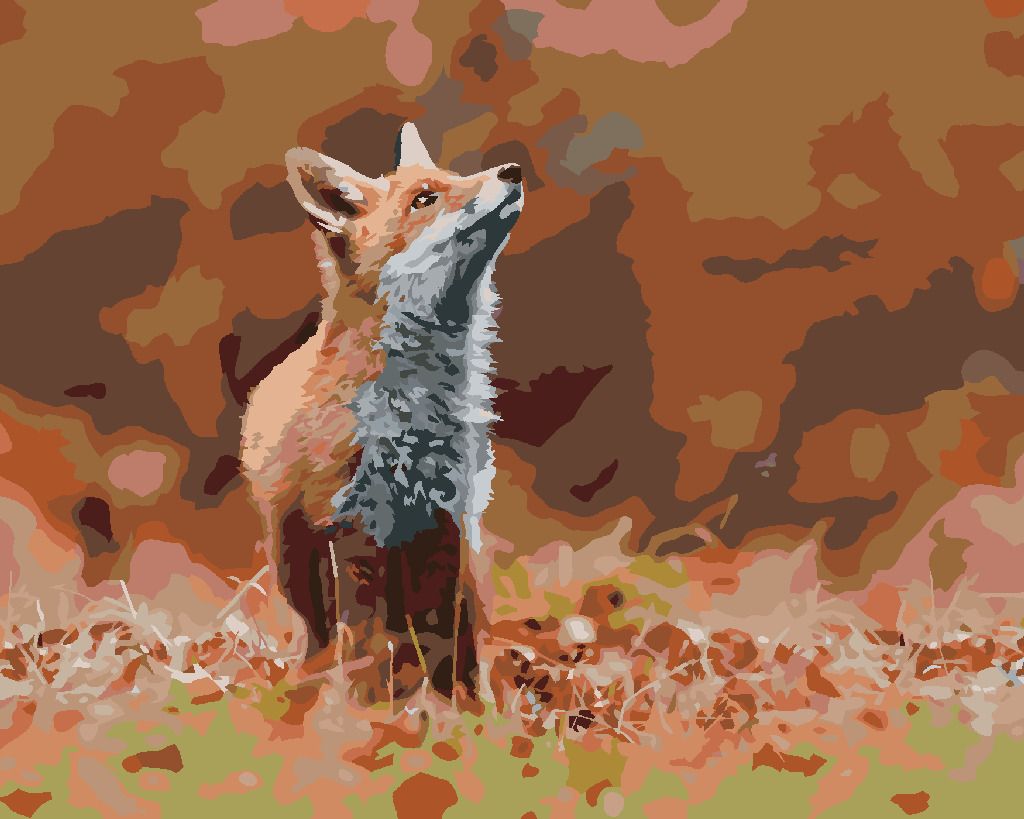 zuty Malování podle čísel - LIŠKA V LESE - Rozměr: 40x50 cm, Rámování: Varianta: bez rámu a bez vypnutí plátna - obrázek 2