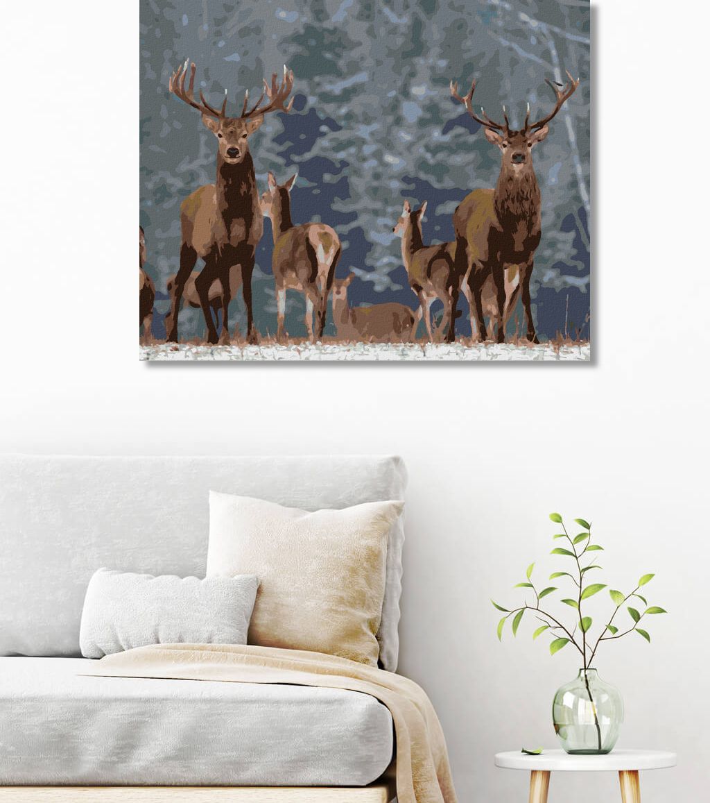 zuty Malování podle čísel - UŠLECHTILÍ JELENI - Rozměr: 40x50 cm, Rámování: Varianta: vypnuté plátno na rám - obrázek 3