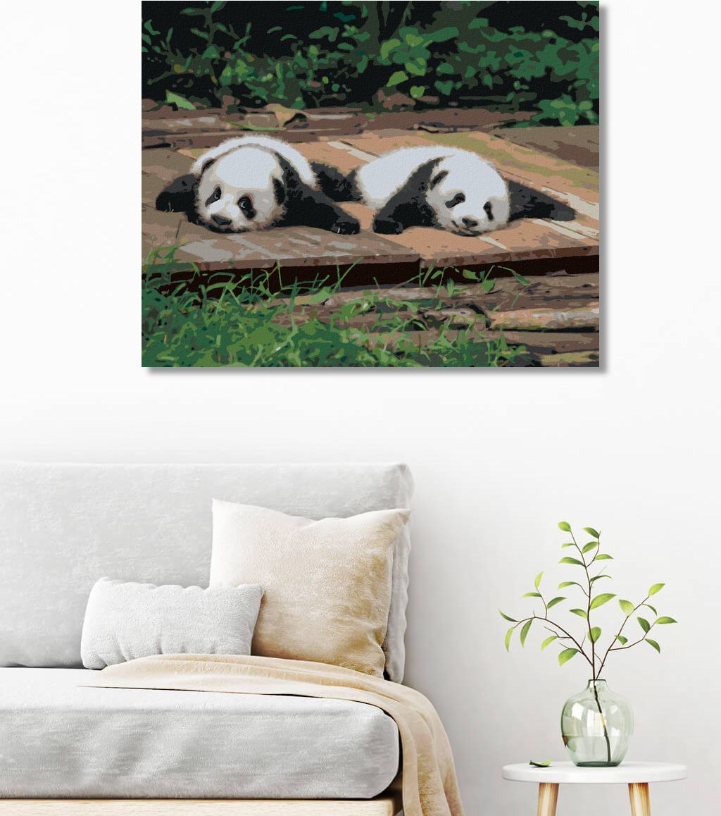 zuty Malování podle čísel - PANDA LEŽÍCÍ NA DŘEVĚ - Rozměr: 40x50 cm, Rámování: Varianta: bez rámu a bez vypnutí plátna - obrázek 7
