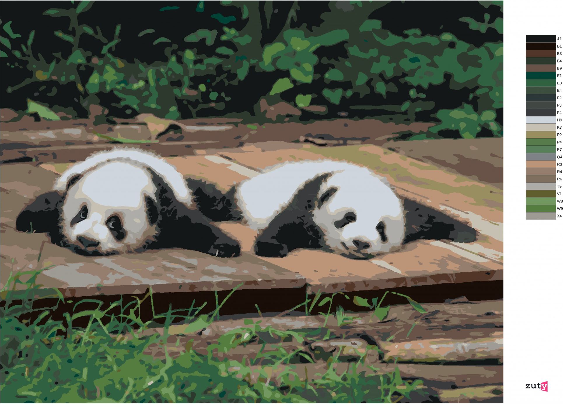zuty Malování podle čísel - PANDA LEŽÍCÍ NA DŘEVĚ - Rozměr: 40x50 cm, Rámování: Varianta: bez rámu a bez vypnutí plátna - obrázek 8