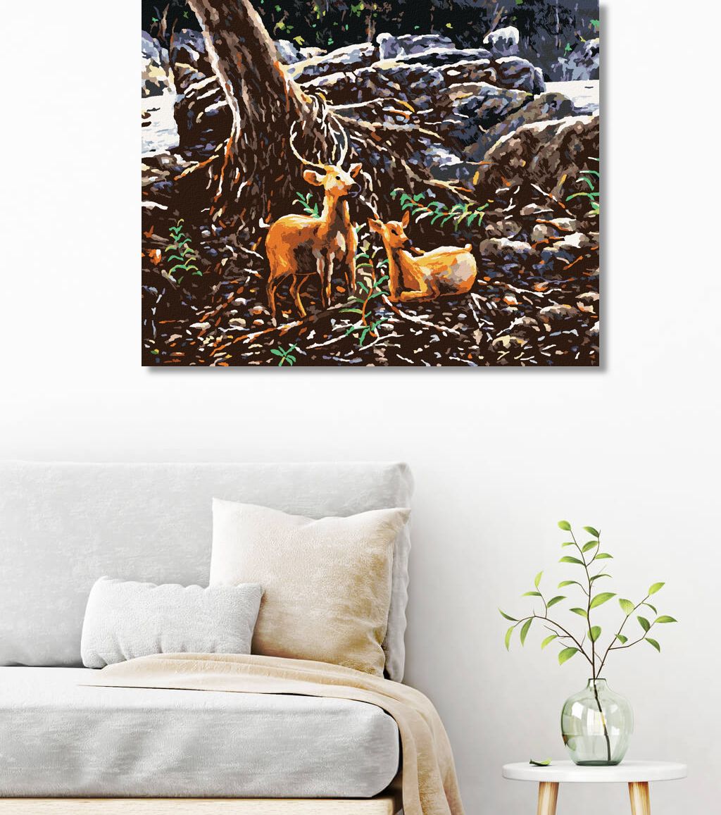 zuty Malování podle čísel - DVA JELENI V LESE - Rozměr: 40x50 cm, Rámování: Varianta: bez rámu a bez vypnutí plátna - obrázek 8