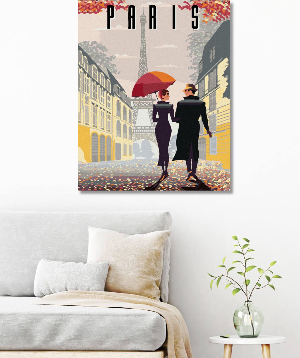 zuty Malování podle čísel - PÁR S DEŠTNÍKEM A EIFFELOVA VĚŽ - Rozměr: 40x50 cm, Rámování: Varianta: bez rámu a bez vypnutí plátna - obrázek 6