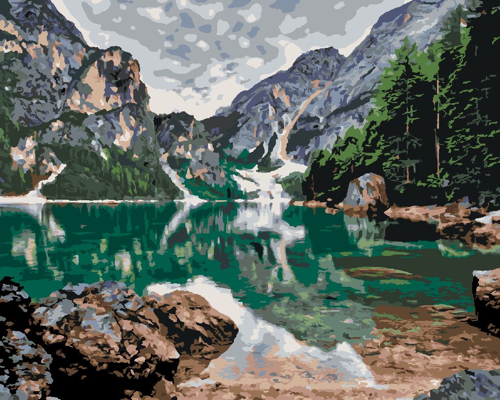 zuty Malování podle čísel - JEZERO V HORÁCH - Rozměr: 40x50 cm, Rámování: Varianta: vypnuté plátno na rám - obrázek 6