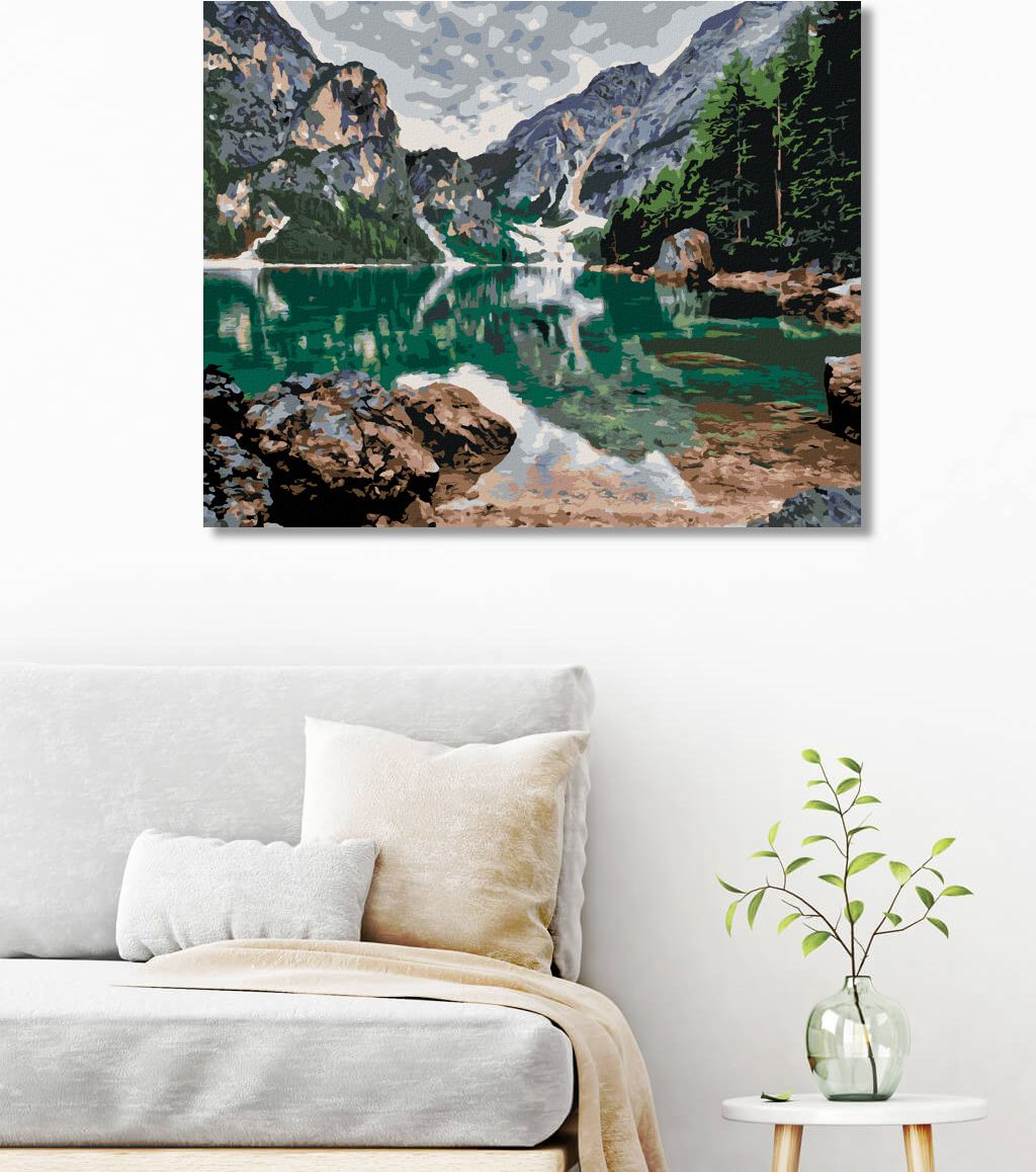 zuty Malování podle čísel - JEZERO V HORÁCH - Rozměr: 40x50 cm, Rámování: Varianta: vypnuté plátno na rám - obrázek 8
