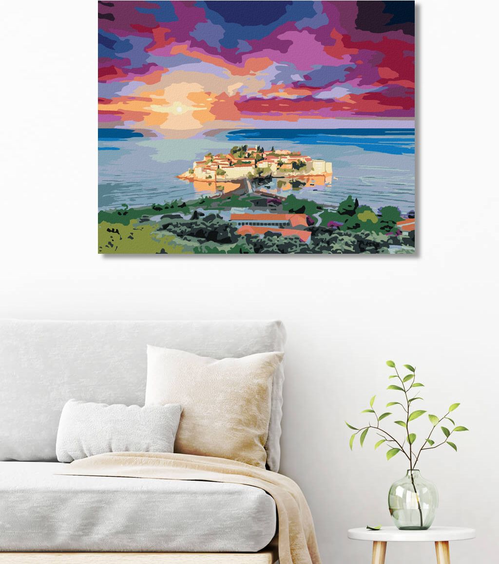 zuty Malování podle čísel - VÝHLED NA SVETI STEFAN - Rozměr: 40x50 cm, Rámování: Varianta: vypnuté plátno na rám - obrázek 5