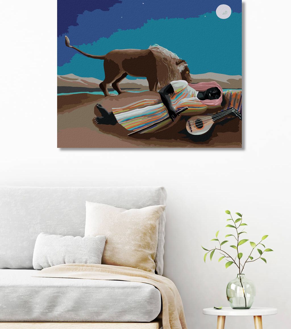 zuty Malování podle čísel - SPÍCÍ CIKÁNKA (H. ROUSSEAU) - Rozměr: 40x50 cm, Rámování: Varianta: bez rámu a bez vypnutí plátna - obrázek 3