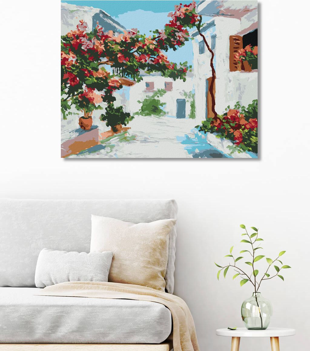 zuty Malování podle čísel - ŘECKÉ DOMY BLÍZKO MOŘE - Rozměr: 40x50 cm, Rámování: Varianta: vypnuté plátno na rám - obrázek 2