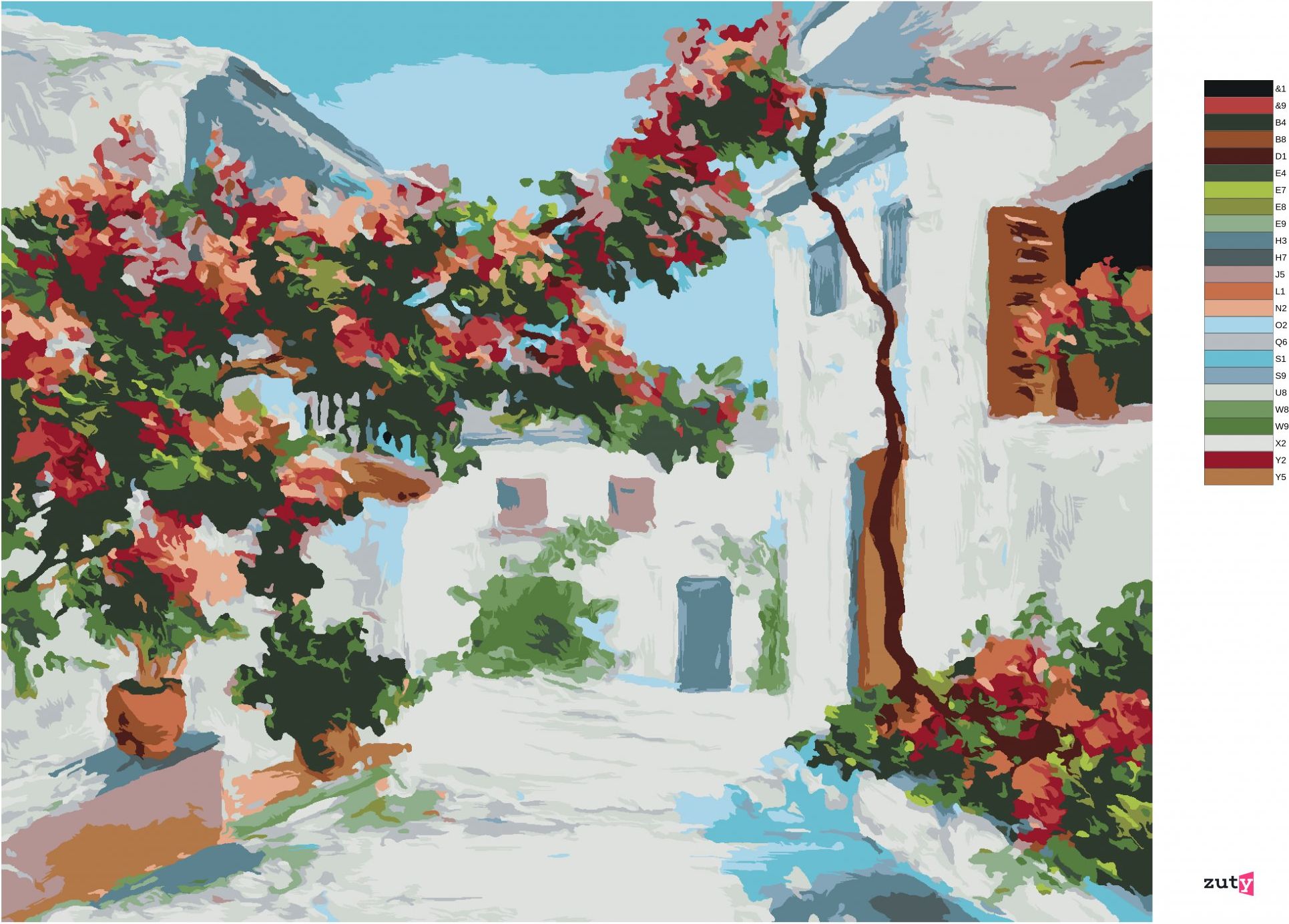 zuty Malování podle čísel - ŘECKÉ DOMY BLÍZKO MOŘE - Rozměr: 40x50 cm, Rámování: Varianta: vypnuté plátno na rám - obrázek 5