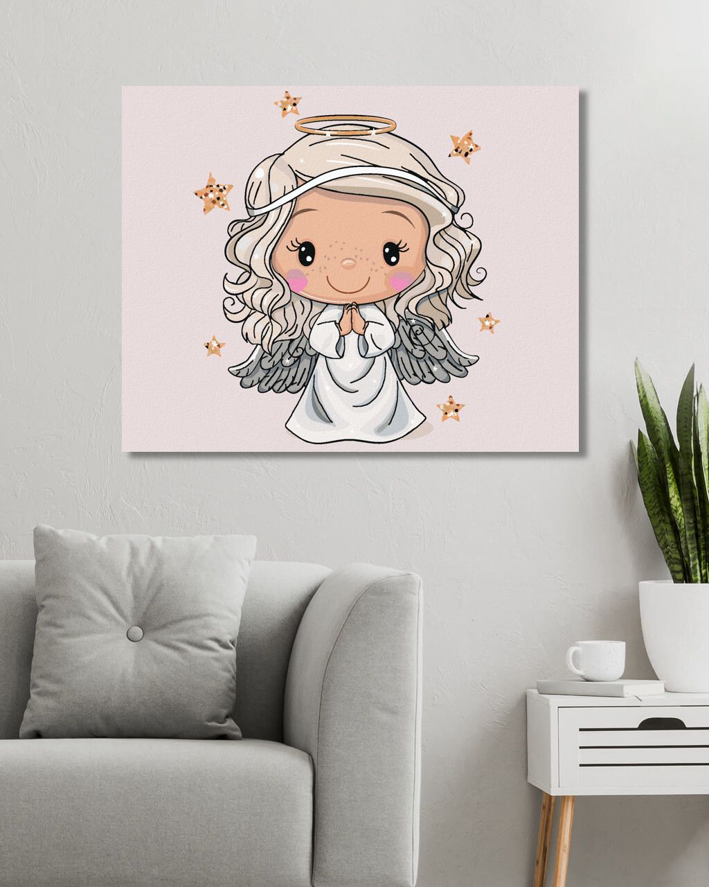 zuty Malování podle čísel - ROZTOMILÝ VÁNOČNÍ ANDĚL - Rozměr: 40x50 cm, Rámování: Varianta: bez rámu a bez vypnutí plátna - obrázek 9