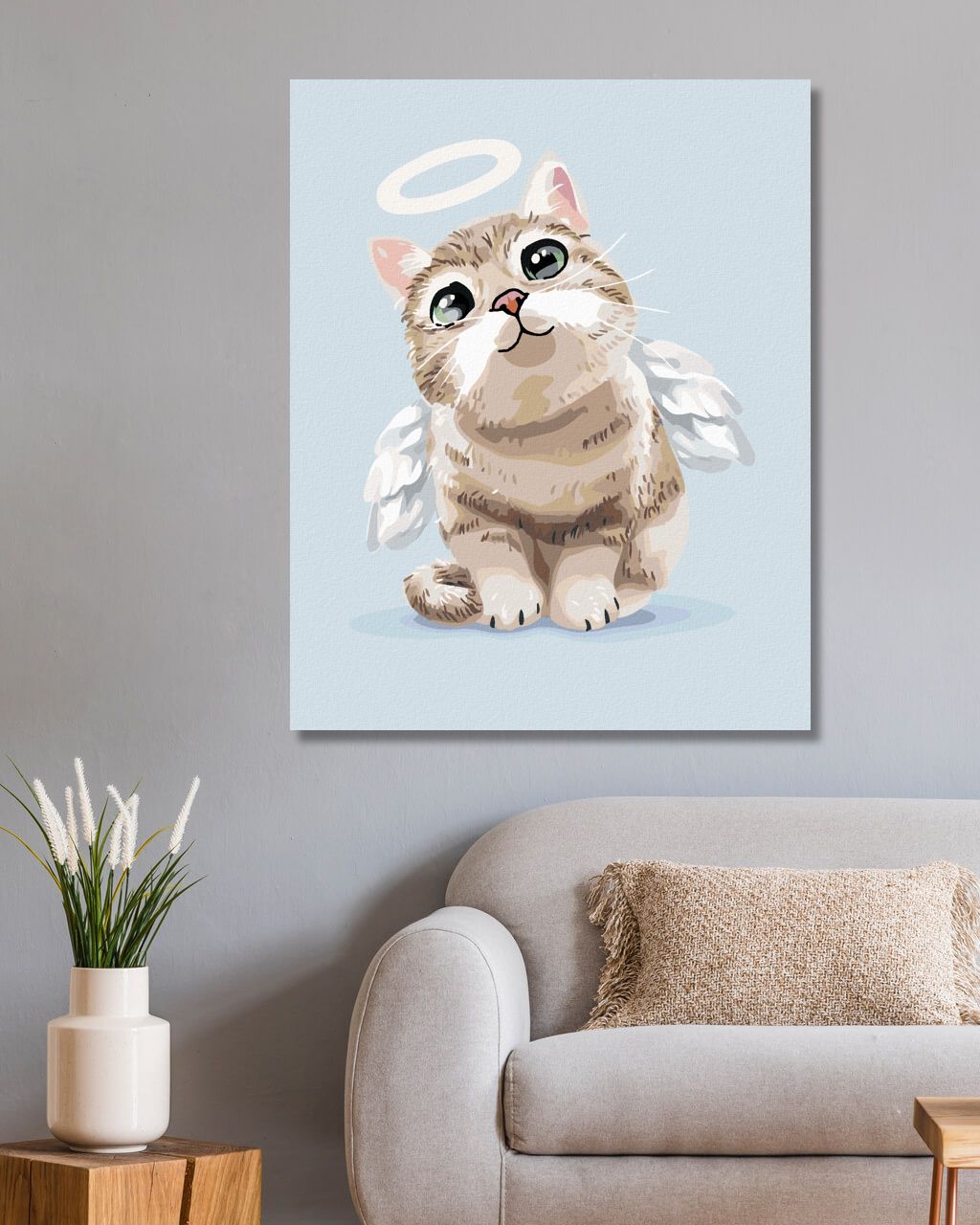 zuty Malování podle čísel - KOČKA ANDĚL - Rozměr: 40x50 cm, Rámování: Varianta: vypnuté plátno na rám - obrázek 8