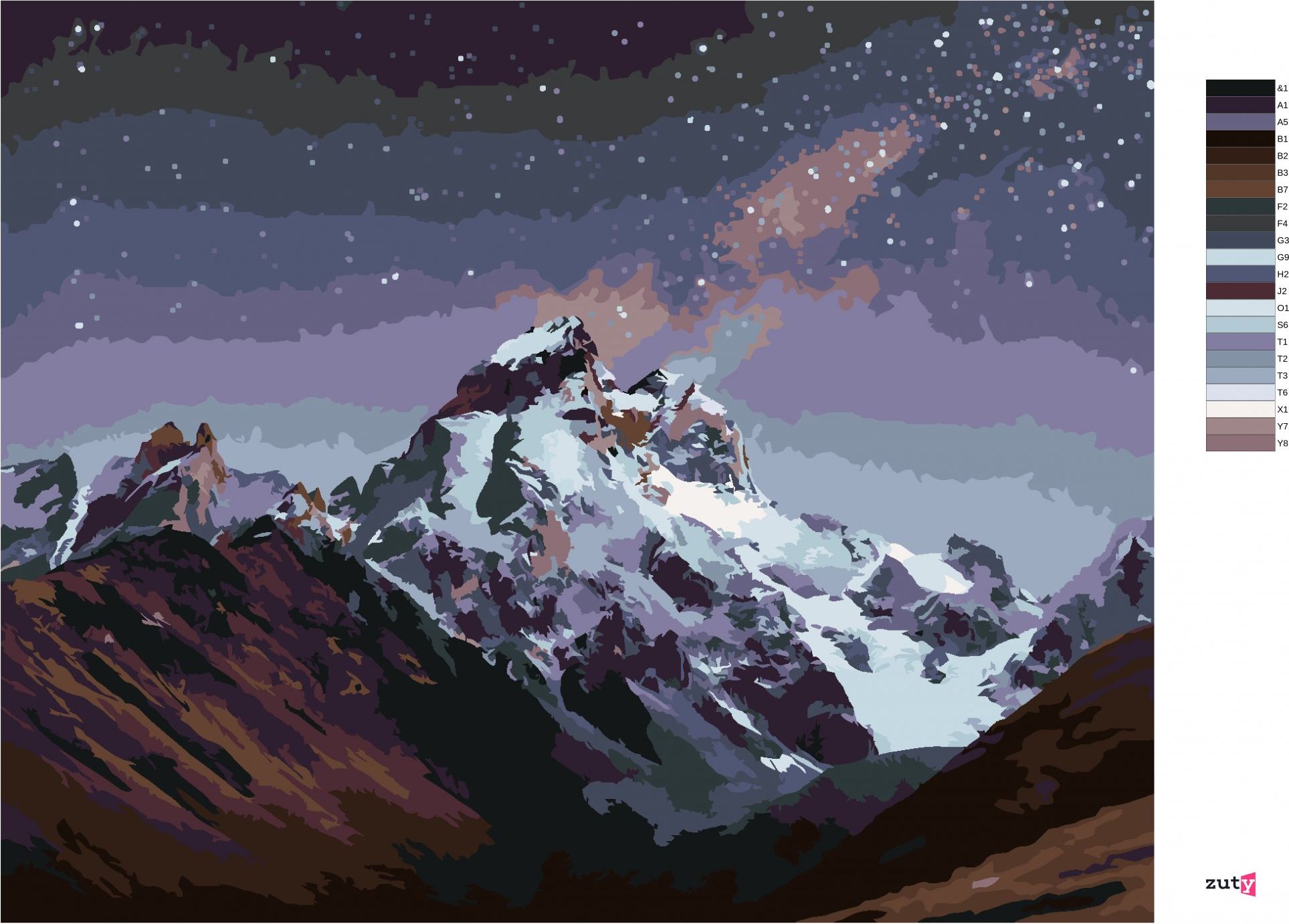 zuty Malování podle čísel - FANTASTICKÁ HVĚZDNÁ OBLOHA - Rozměr: 40x50 cm, Rámování: Varianta: vypnuté plátno na rám - obrázek 7