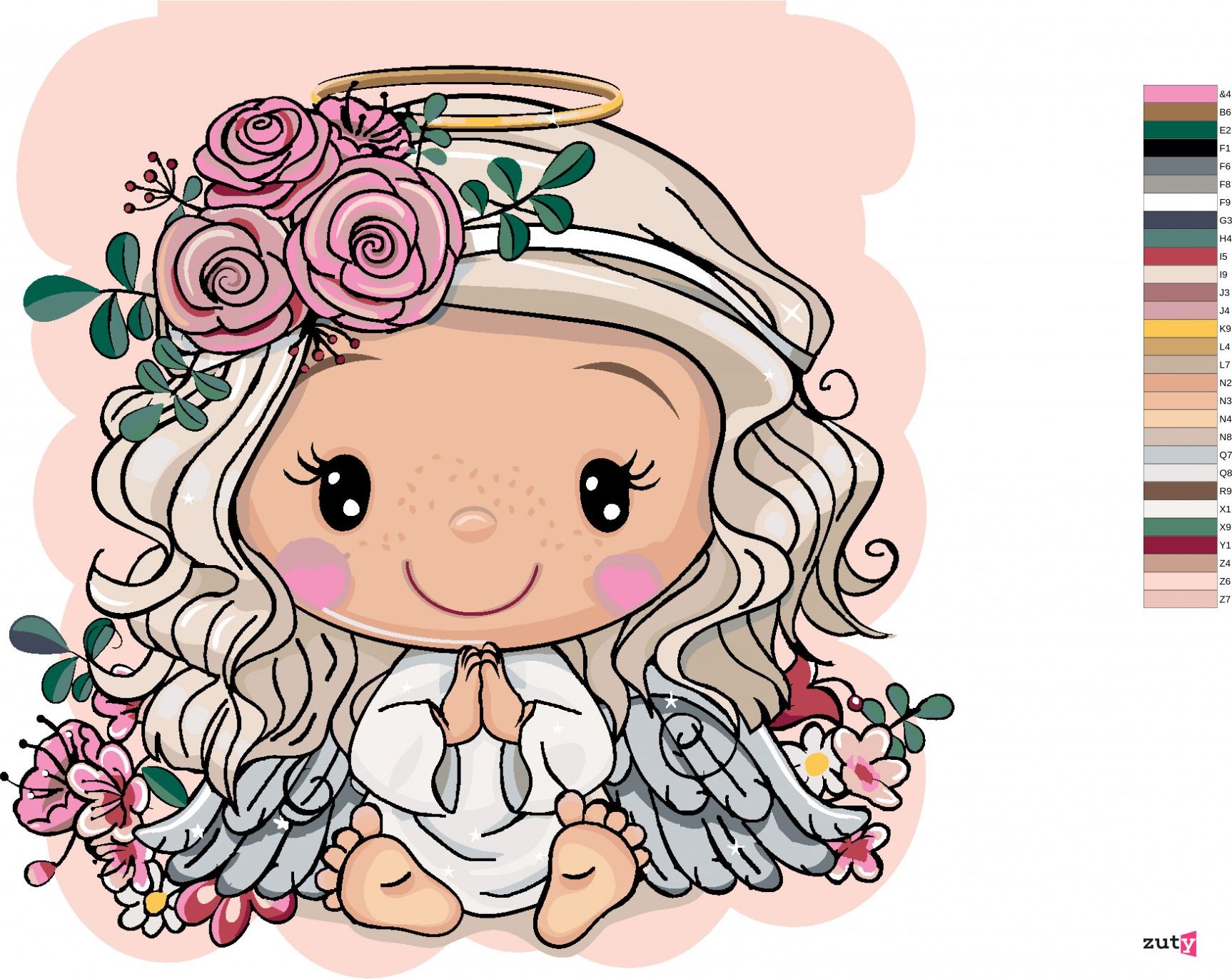 zuty Malování podle čísel - DÍVKA S RŮŽEMI - Rozměr: 40x50 cm, Rámování: Varianta: bez rámu a bez vypnutí plátna - obrázek 10
