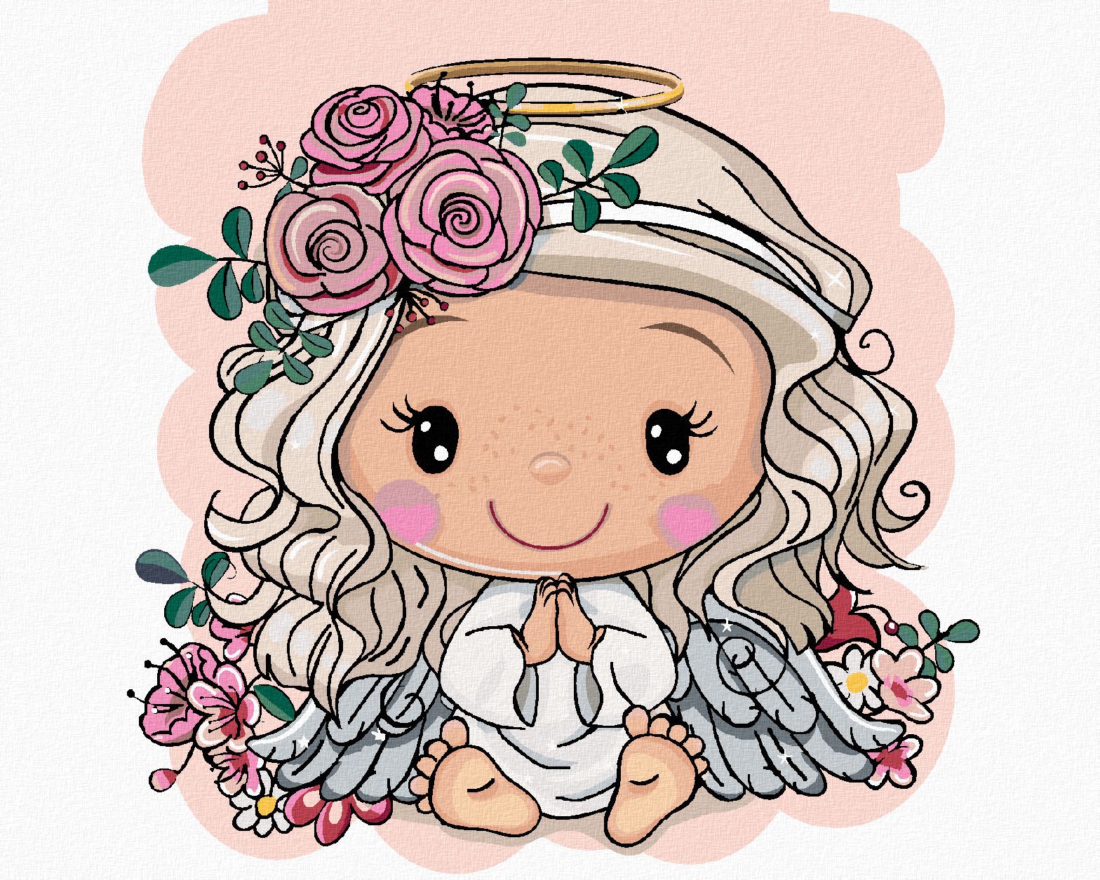 zuty Malování podle čísel - DÍVKA S RŮŽEMI - Rozměr: 40x50 cm, Rámování: Varianta: vypnuté plátno na rám - obrázek 1