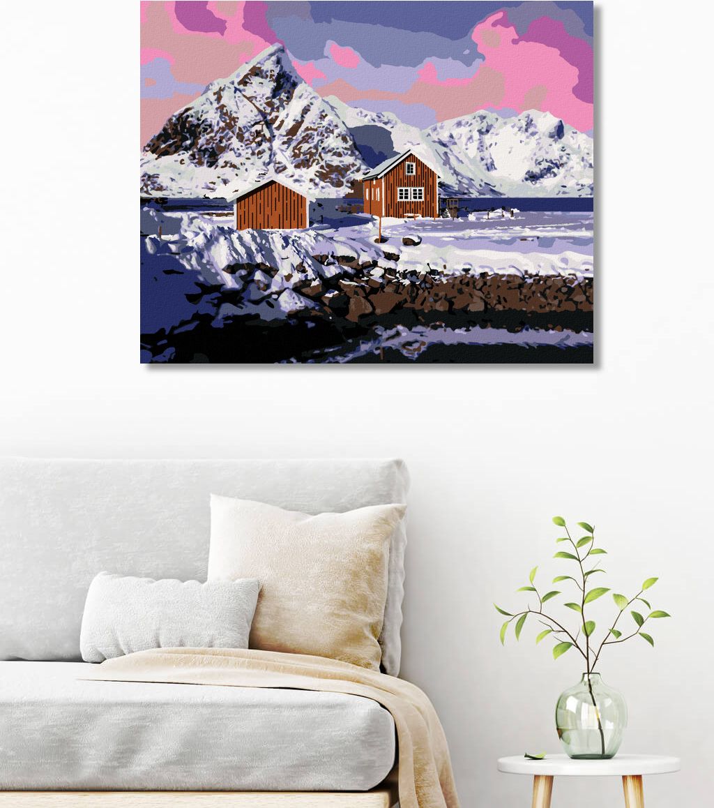zuty Malování podle čísel - ÚŽASNÁ KRAJINA LOFOTSKÝCH OSTROVŮ - Rozměr: 40x50 cm, Rámování: Varianta: vypnuté plátno na rám - obrázek 2