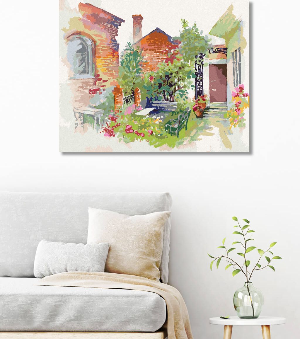 zuty Malování podle čísel - EVROPSKÁ KRAJINA S DOMY A KVĚTINAMI - Rozměr: 40x50 cm, Rámování: Varianta: bez rámu a bez vypnutí plátna - obrázek 9