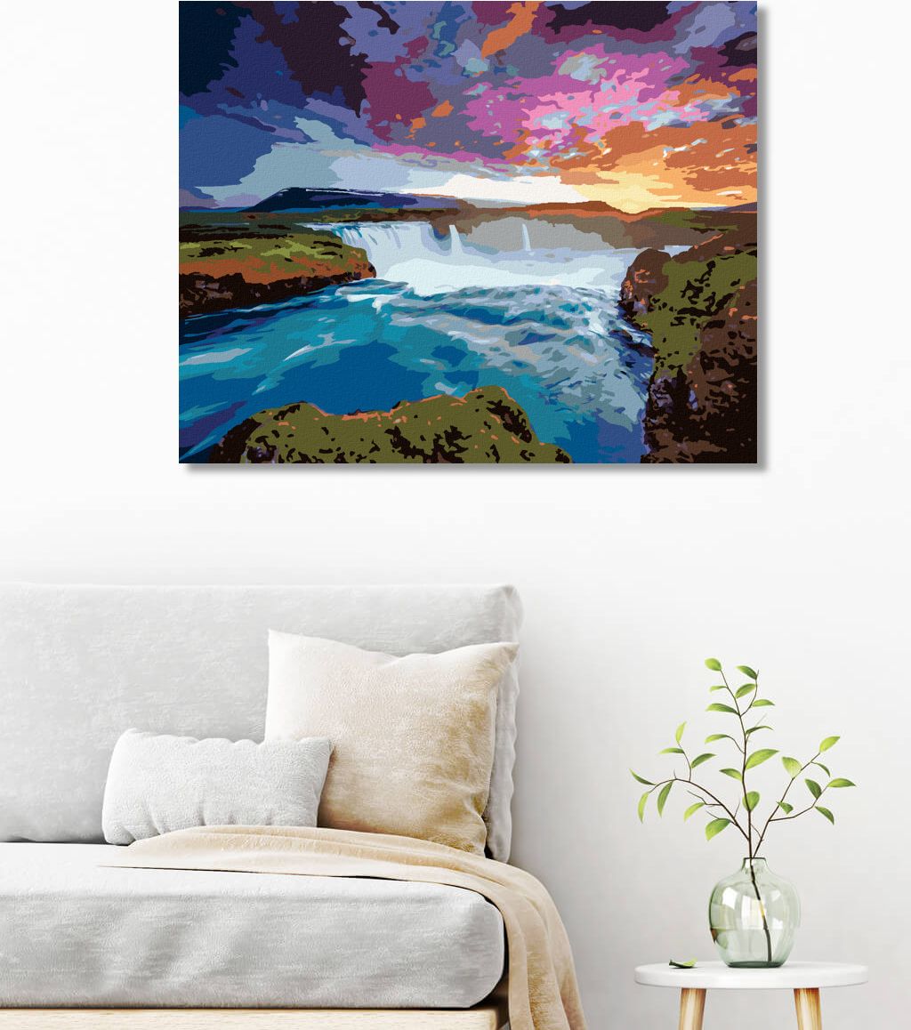 zuty Malování podle čísel - POHLED NA KASKÁDU GODAFOSS - Rozměr: 40x50 cm, Rámování: Varianta: vypnuté plátno na rám - obrázek 5