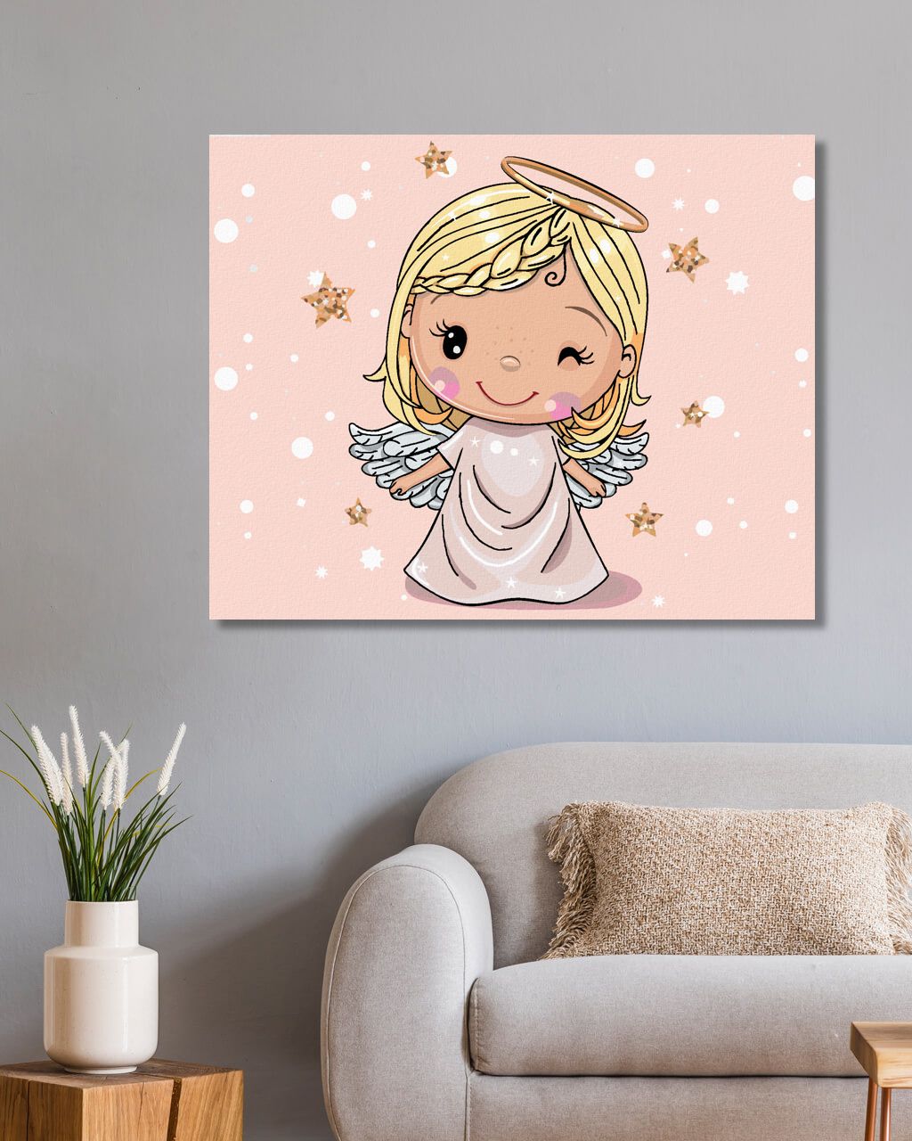zuty Malování podle čísel - ROZTOMILÝ BLONĎATÝ ANDĚL - Rozměr: 40x50 cm, Rámování: Varianta: bez rámu a bez vypnutí plátna - obrázek 8