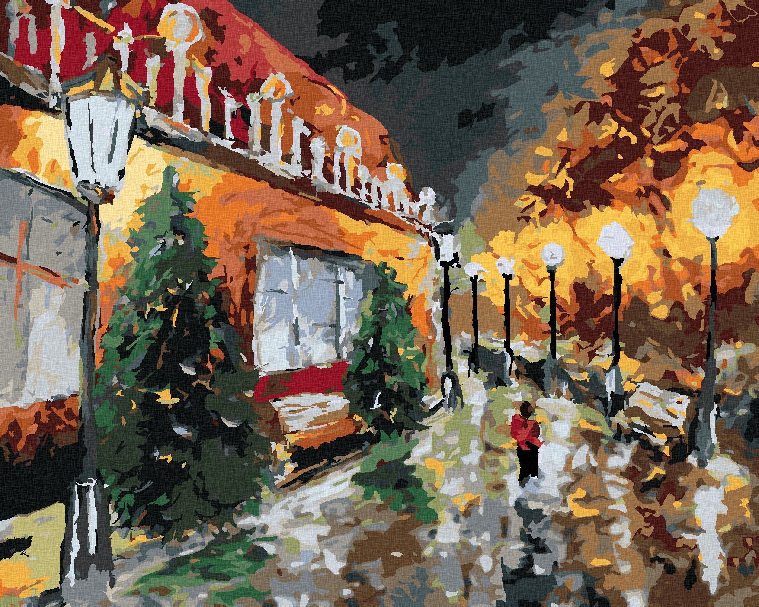 zuty Malování podle čísel - NOČNÍ MĚSTO A SVÍTÍCÍ LAMPY - Rozměr: 40x50 cm, Rámování: Varianta: vypnuté plátno na rám - obrázek 1