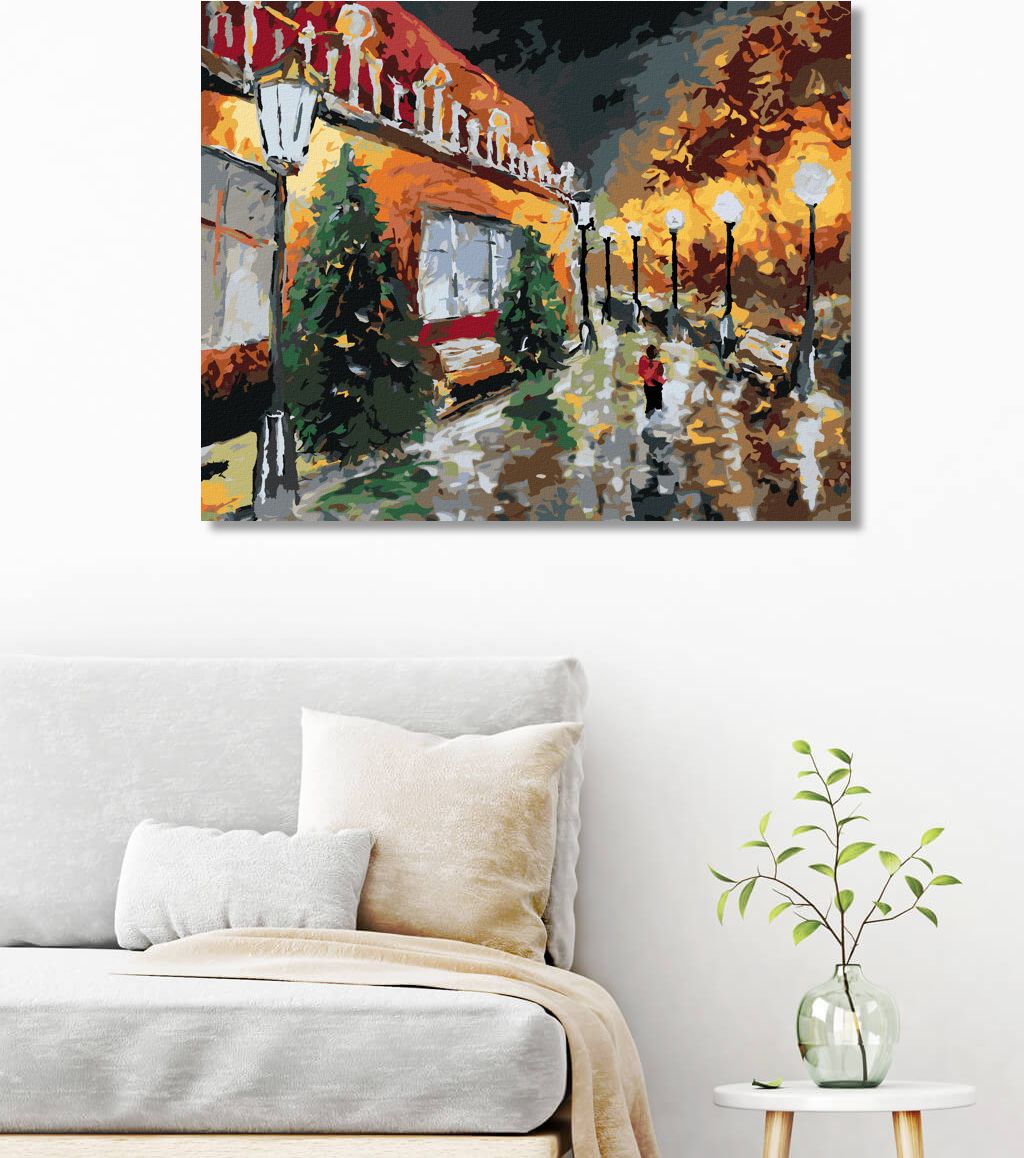 zuty Malování podle čísel - NOČNÍ MĚSTO A SVÍTÍCÍ LAMPY - Rozměr: 40x50 cm, Rámování: Varianta: vypnuté plátno na rám - obrázek 3
