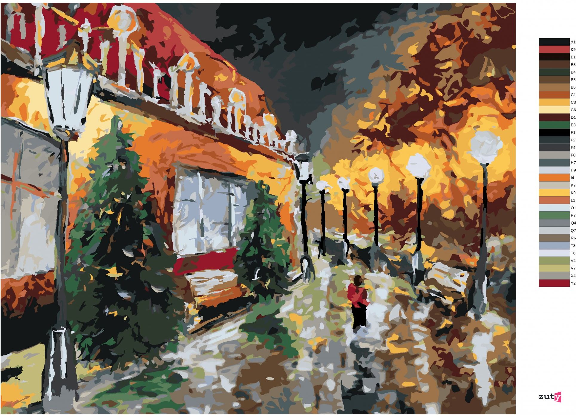 zuty Malování podle čísel - NOČNÍ MĚSTO A SVÍTÍCÍ LAMPY - Rozměr: 40x50 cm, Rámování: Varianta: vypnuté plátno na rám - obrázek 9