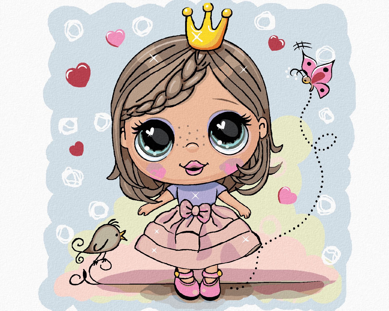 zuty Malování podle čísel - DÍVKA PRINCEZNA - Rozměr: 40x50 cm, Rámování: Varianta: vypnuté plátno na rám - obrázek 1