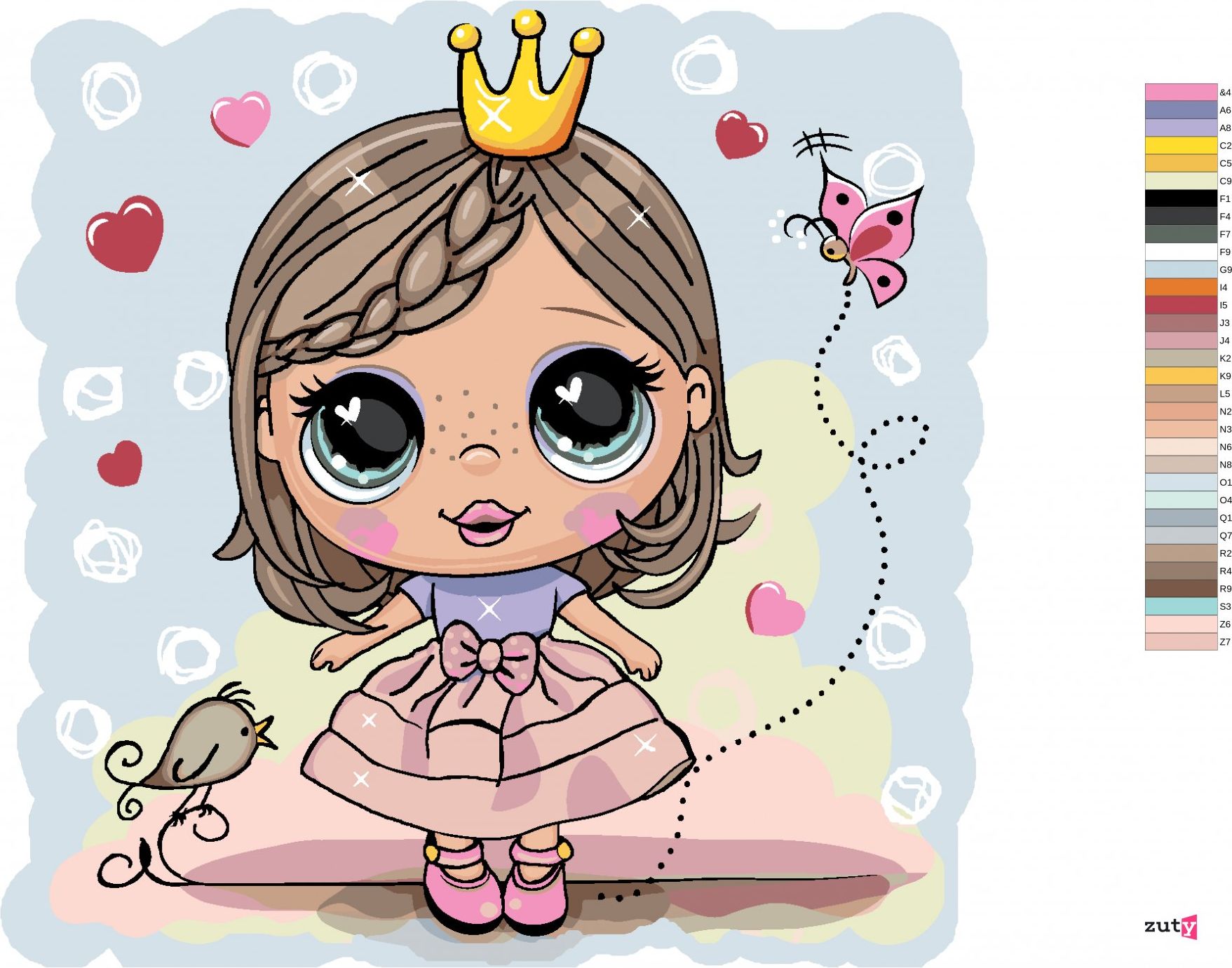 zuty Malování podle čísel - DÍVKA PRINCEZNA - Rozměr: 40x50 cm, Rámování: Varianta: vypnuté plátno na rám - obrázek 2