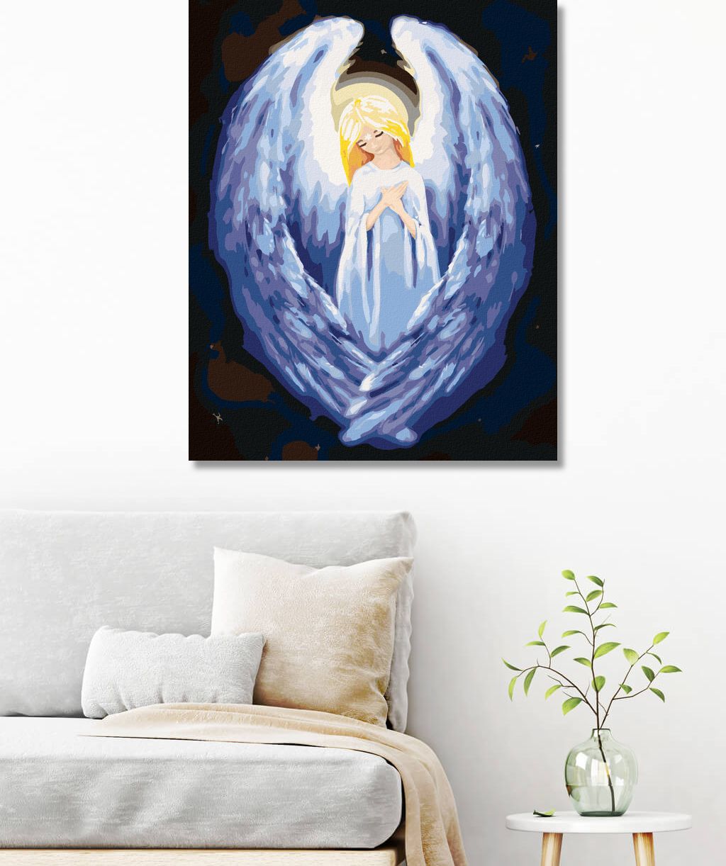 zuty Malování podle čísel - ANDĚL S VELKÝMI KŘIDLY - Rozměr: 40x50 cm, Rámování: Varianta: vypnuté plátno na rám - obrázek 3