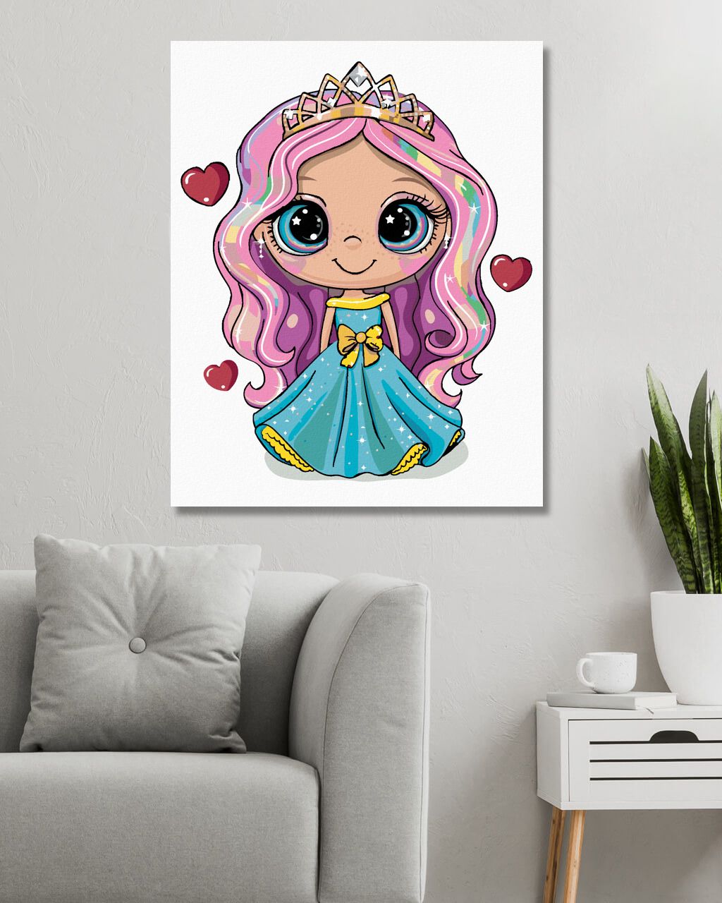 zuty Malování podle čísel - DÍVKA PRINCEZNA SE SRDÍČKY - Rozměr: 40x50 cm, Rámování: Varianta: vypnuté plátno na rám - obrázek 9