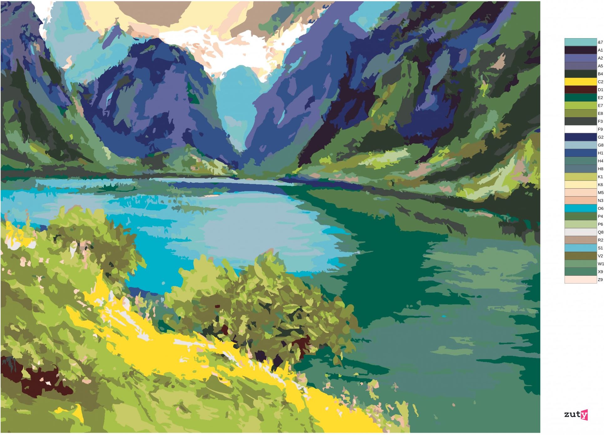 zuty Malování podle čísel - KLIDNÉ HORSKÉ PROSTŘEDÍ - Rozměr: 40x50 cm, Rámování: Varianta: vypnuté plátno na rám - obrázek 4