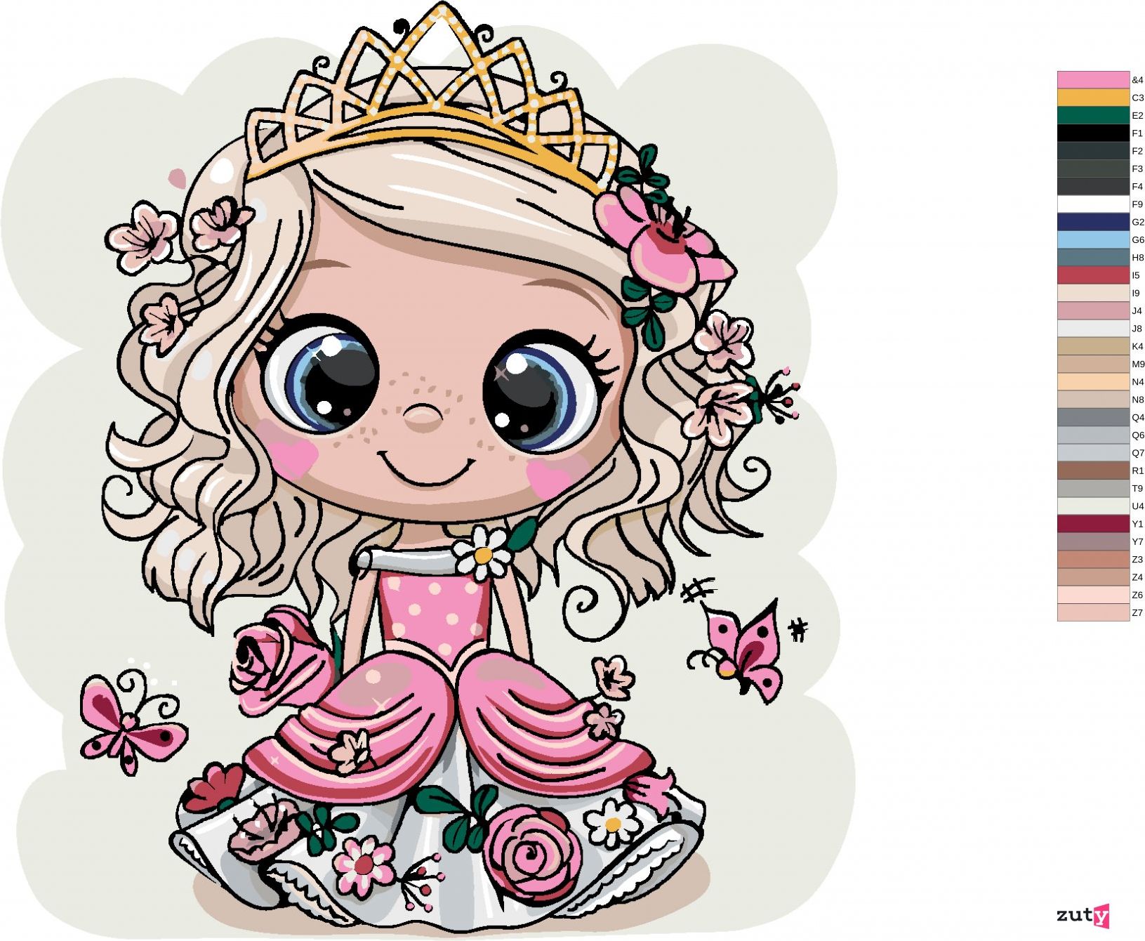 zuty Malování podle čísel - DÍVKA PRINCEZNA S MOTÝLY - Rozměr: 40x50 cm, Rámování: Varianta: vypnuté plátno na rám - obrázek 2