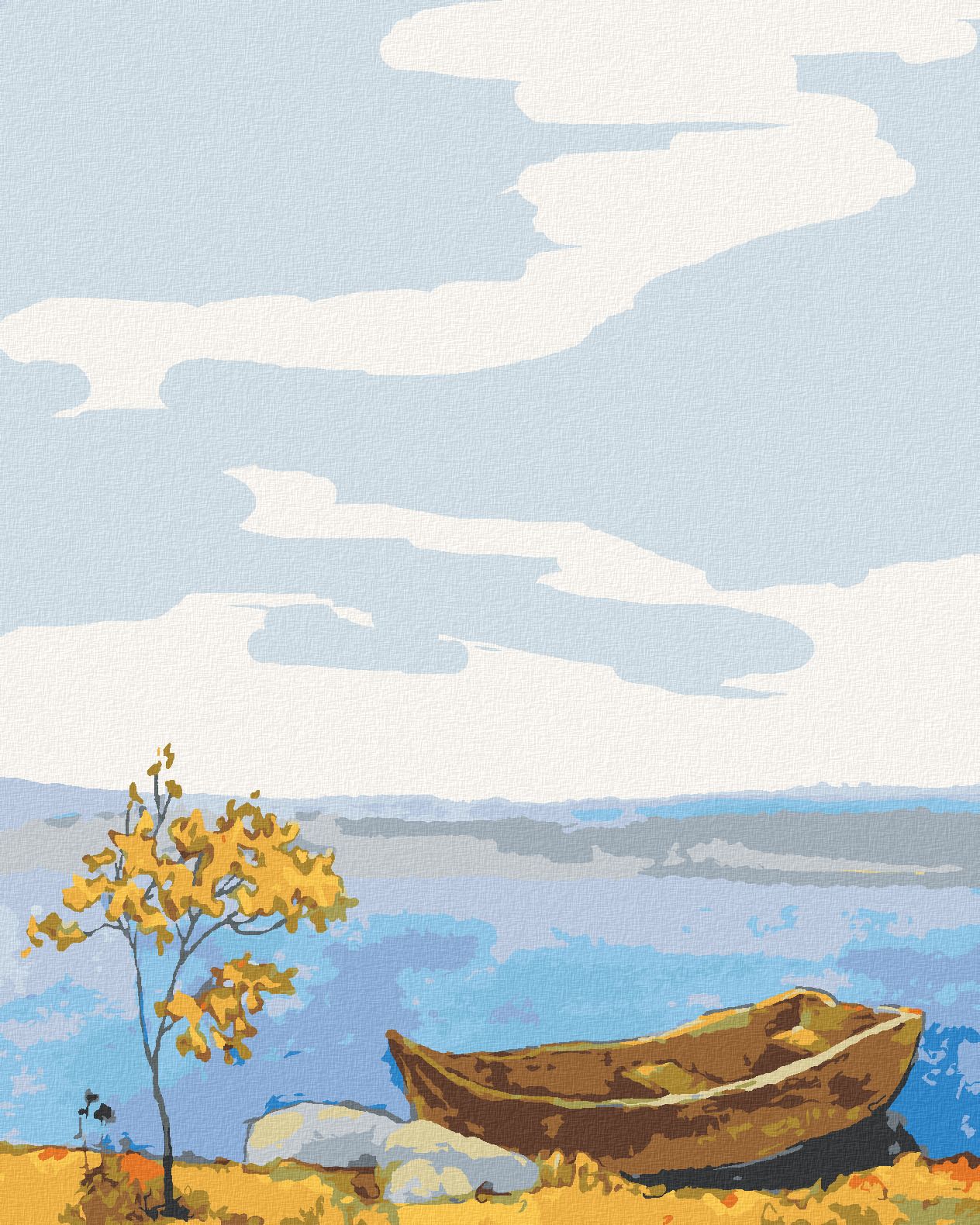 zuty Malování podle čísel - LOĎKA U BŘEHU - Rozměr: 40x50 cm, Rámování: Varianta: vypnuté plátno na rám - obrázek 1