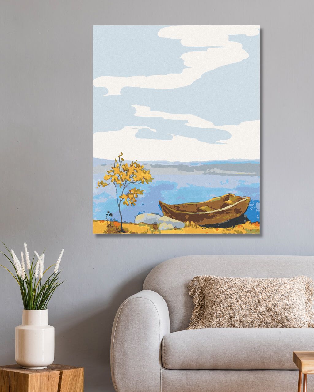 zuty Malování podle čísel - LOĎKA U BŘEHU - Rozměr: 40x50 cm, Rámování: Varianta: vypnuté plátno na rám - obrázek 3