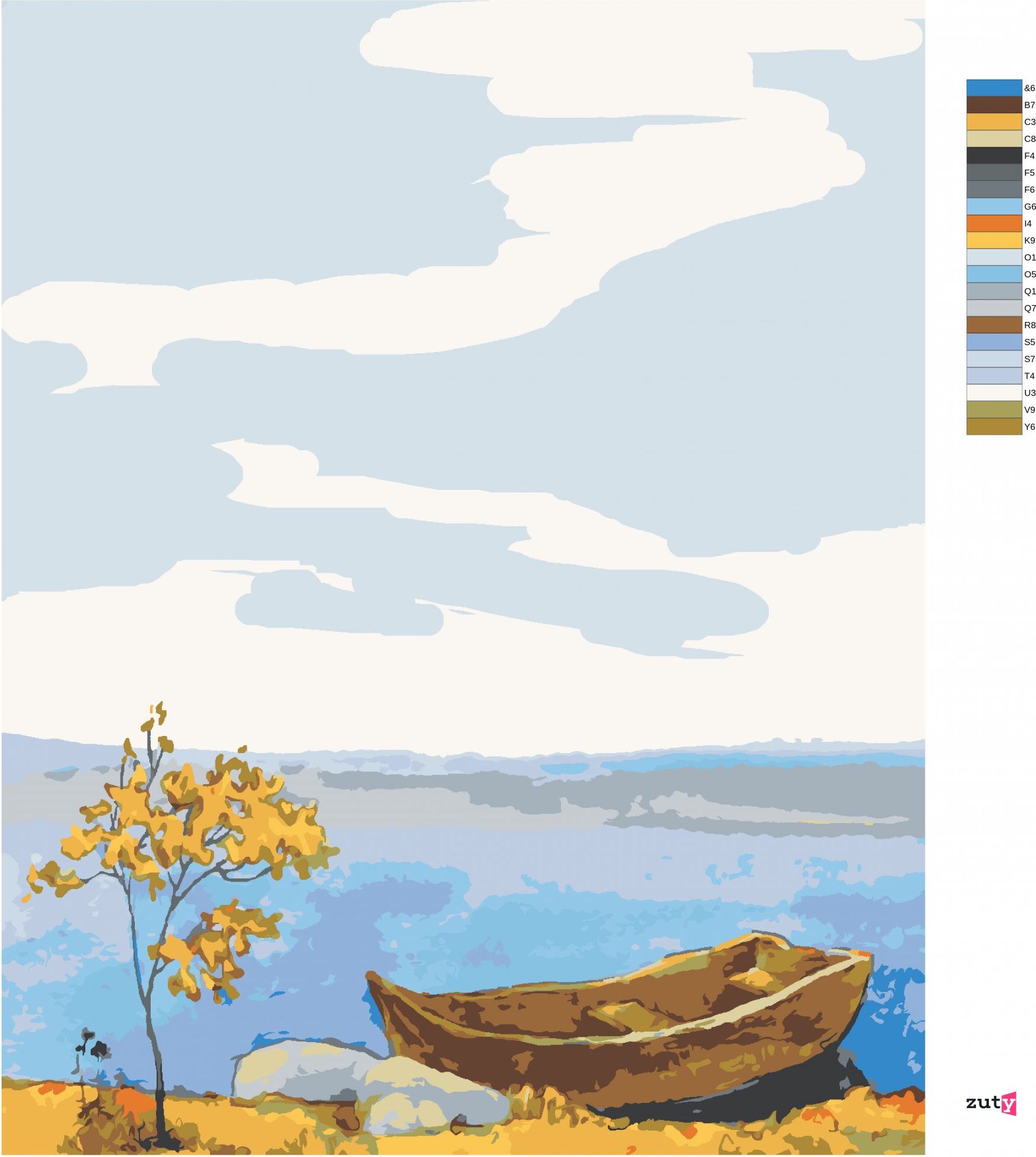 zuty Malování podle čísel - LOĎKA U BŘEHU - Rozměr: 40x50 cm, Rámování: Varianta: vypnuté plátno na rám - obrázek 9