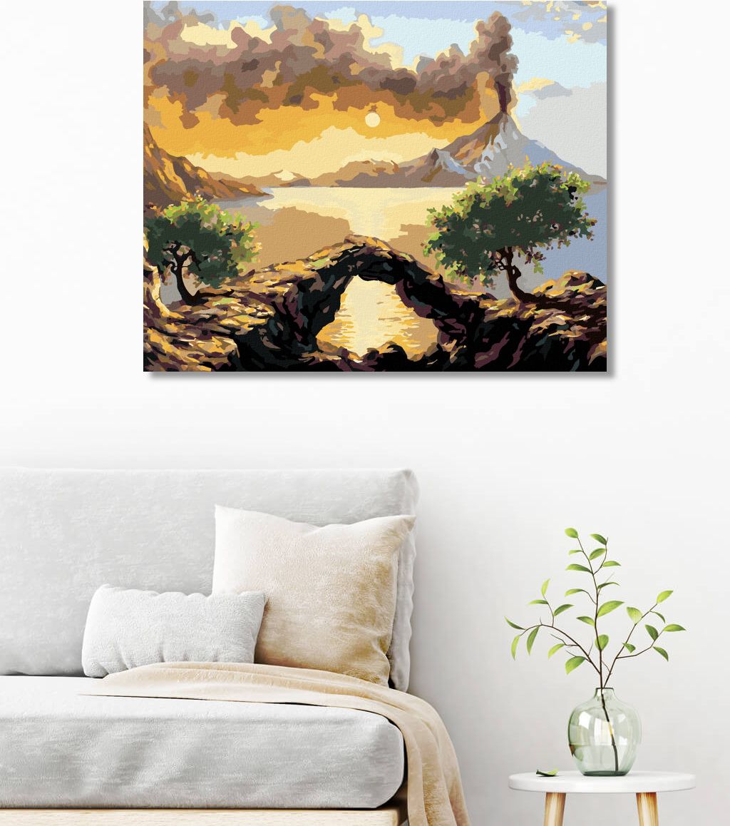 zuty Malování podle čísel - KRAJINA S VÝBUCHEM SOPKY - Rozměr: 40x50 cm, Rámování: Varianta: vypnuté plátno na rám - obrázek 5