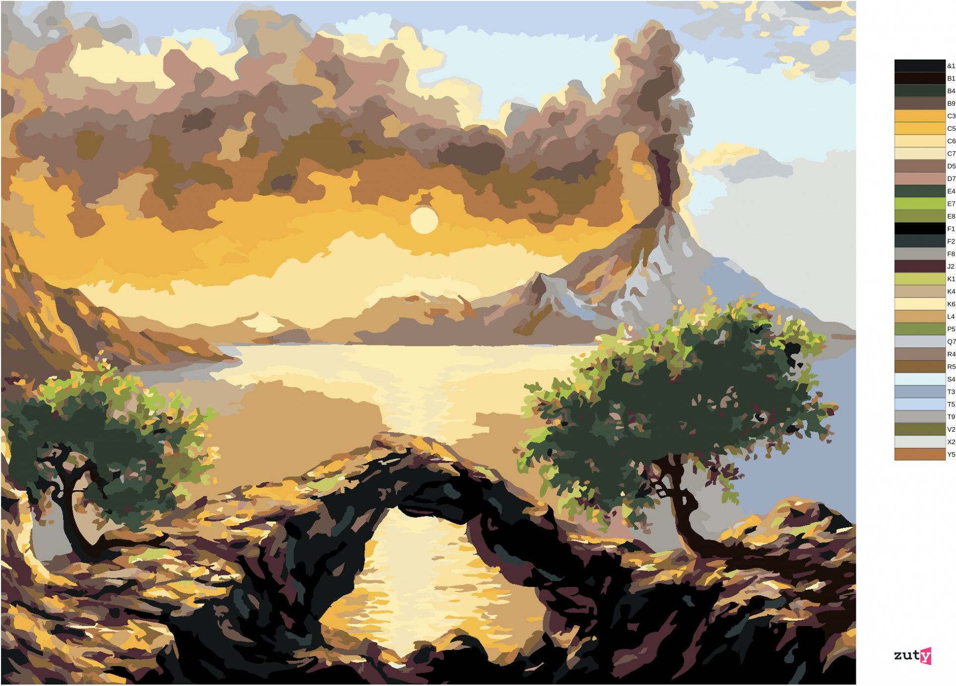 zuty Malování podle čísel - KRAJINA S VÝBUCHEM SOPKY - Rozměr: 40x50 cm, Rámování: Varianta: vypnuté plátno na rám - obrázek 10