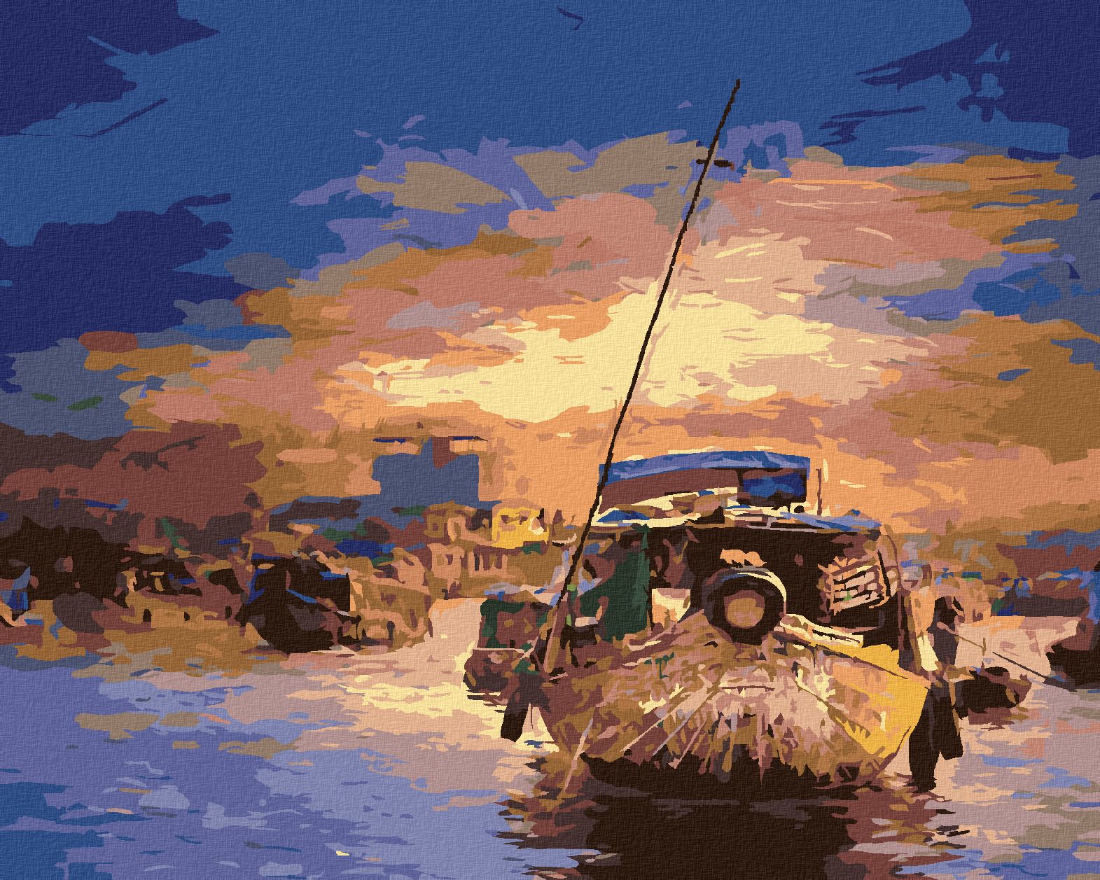 zuty Malování podle čísel - LODĚ VE VIETNAMU - Rozměr: 40x50 cm, Rámování: Varianta: vypnuté plátno na rám - obrázek 1