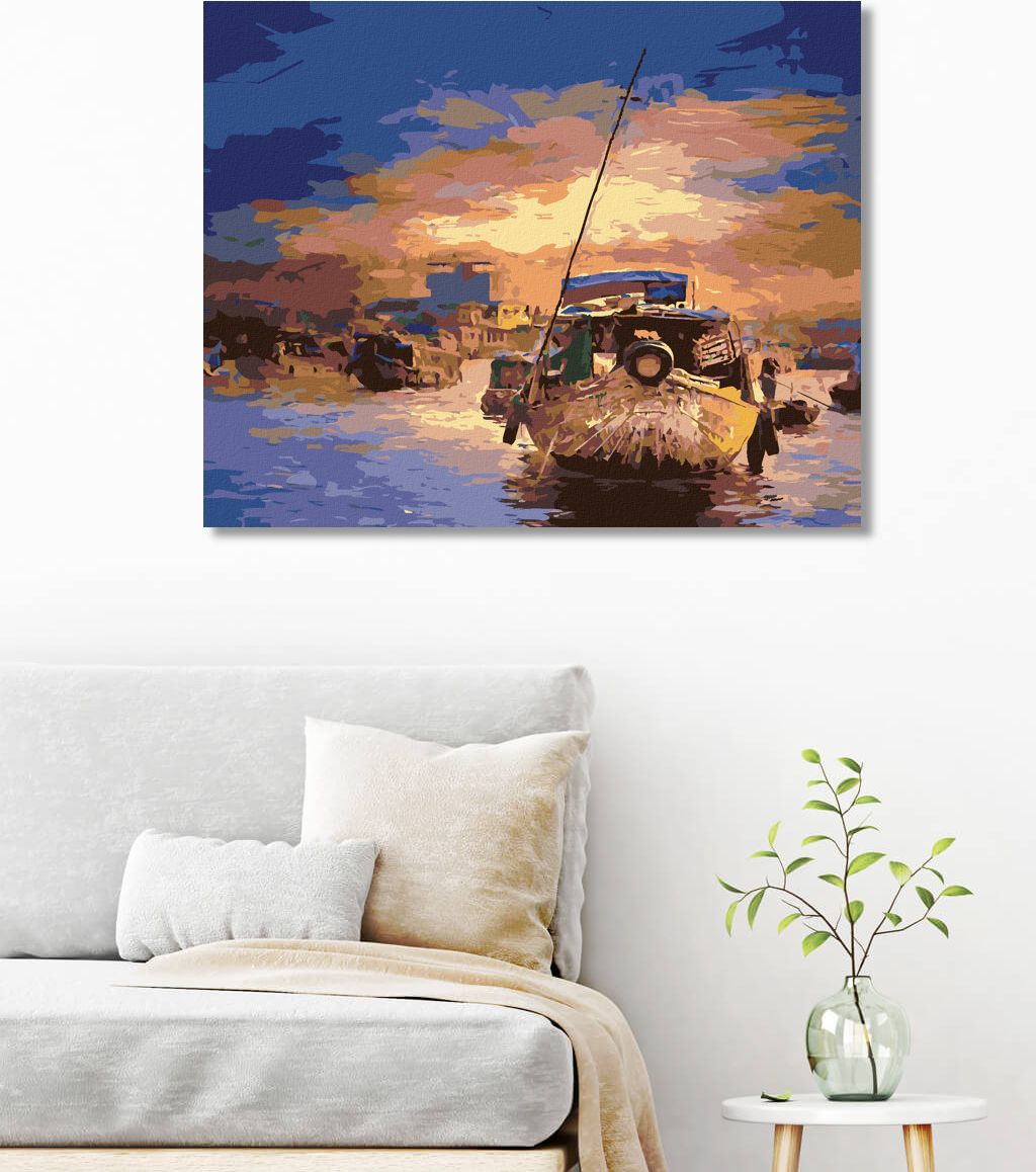 zuty Malování podle čísel - LODĚ VE VIETNAMU - Rozměr: 40x50 cm, Rámování: Varianta: vypnuté plátno na rám - obrázek 4