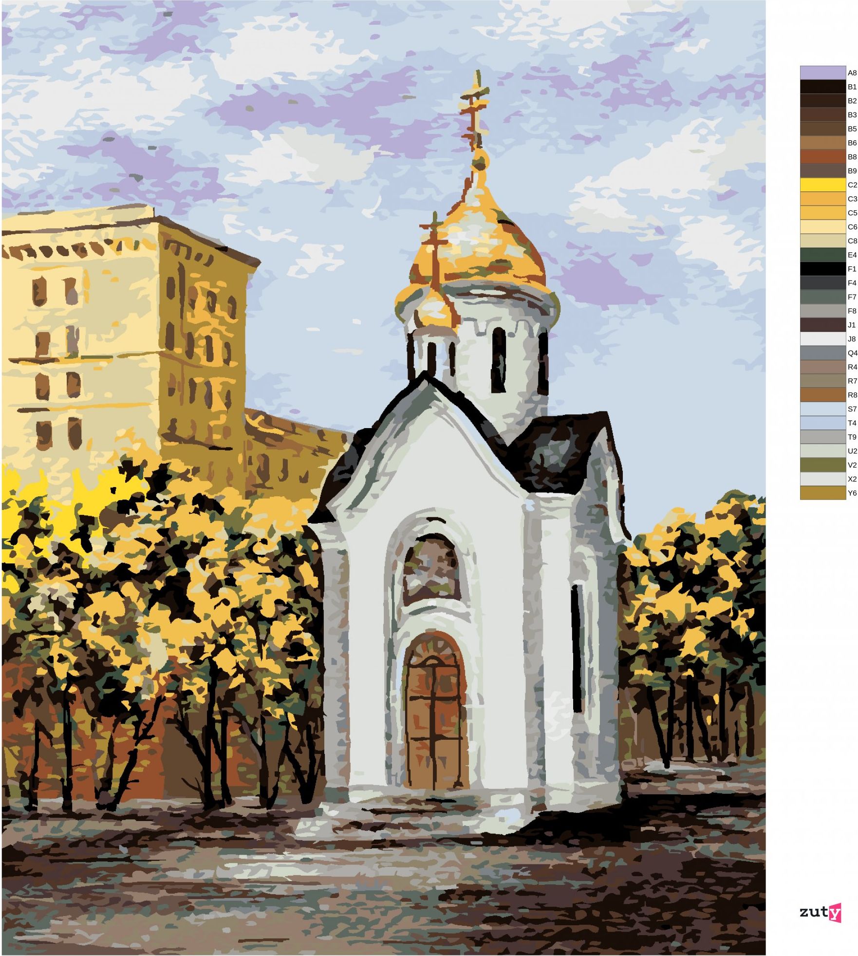 zuty Malování podle čísel - RUSKÁ KAPLIČKA - Rozměr: 40x50 cm, Rámování: Varianta: bez rámu a bez vypnutí plátna - obrázek 4