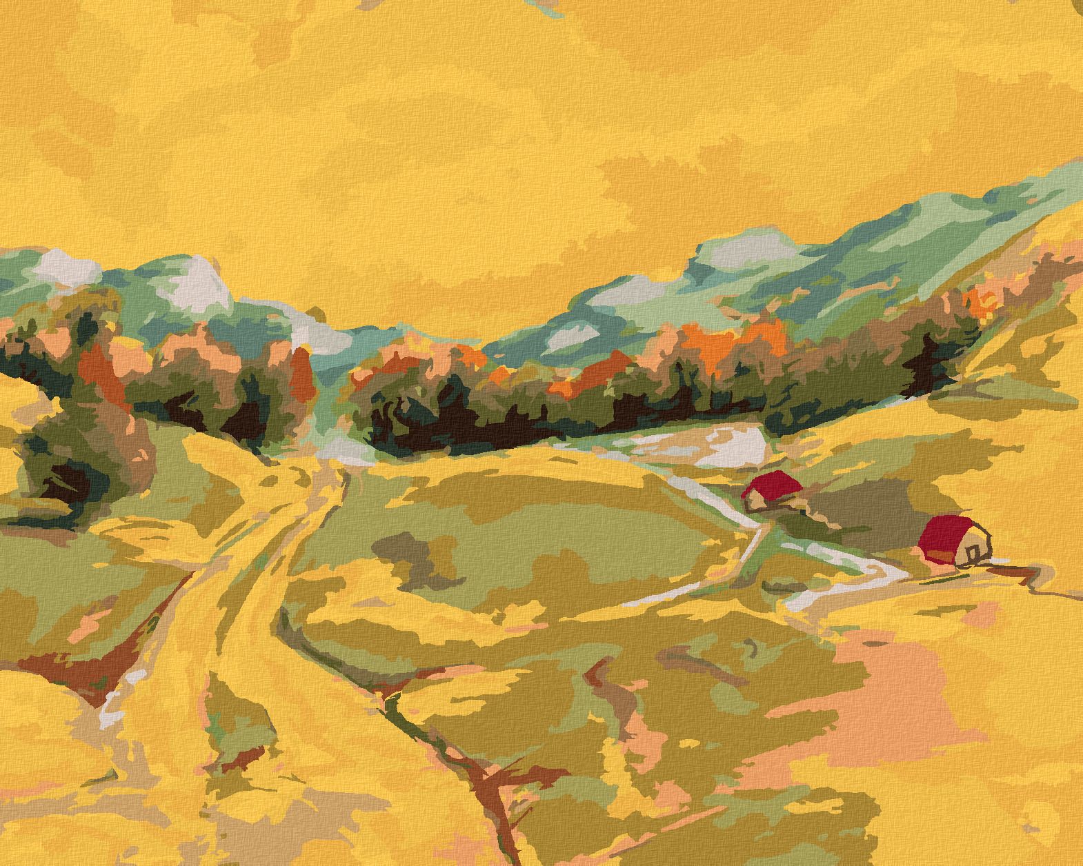 zuty Malování podle čísel - POHLED NA LETNÍ KRAJINU - Rozměr: 40x50 cm, Rámování: Varianta: vypnuté plátno na rám - obrázek 1