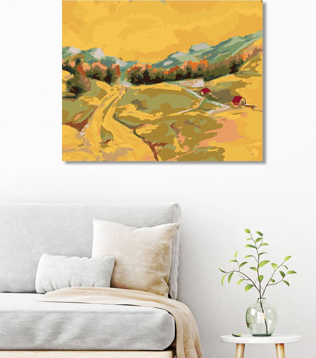 zuty Malování podle čísel - POHLED NA LETNÍ KRAJINU - Rozměr: 40x50 cm, Rámování: Varianta: vypnuté plátno na rám - obrázek 3