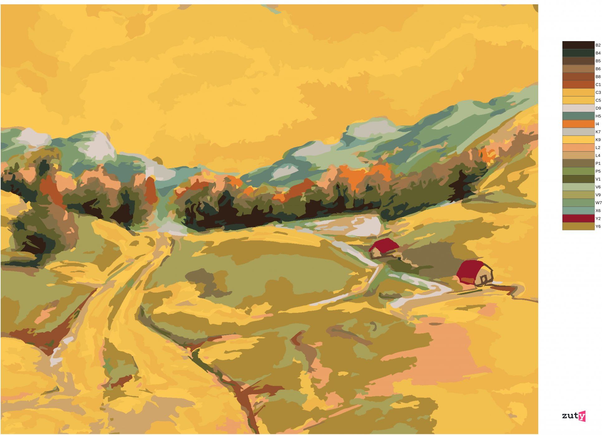 zuty Malování podle čísel - POHLED NA LETNÍ KRAJINU - Rozměr: 40x50 cm, Rámování: Varianta: vypnuté plátno na rám - obrázek 4