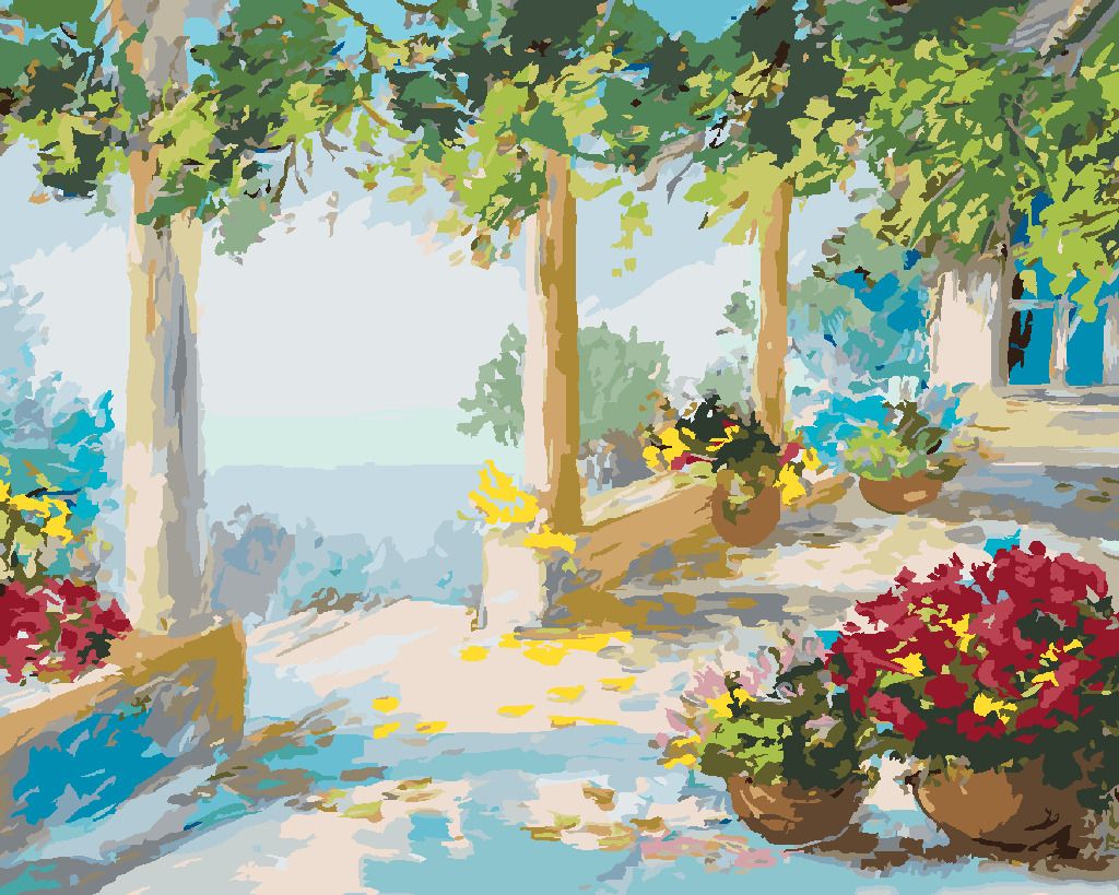 zuty Malování podle čísel - TERASA U MOŘE - Rozměr: 40x50 cm, Rámování: Varianta: vypnuté plátno na rám - obrázek 4