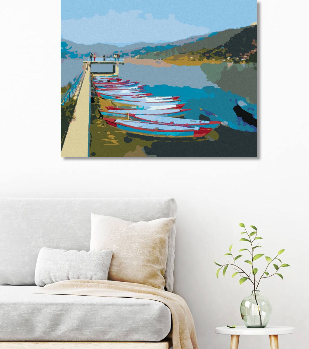 zuty Malování podle čísel - LOĎKY NA JEZEŘE - Rozměr: 40x50 cm, Rámování: Varianta: bez rámu a bez vypnutí plátna - obrázek 2