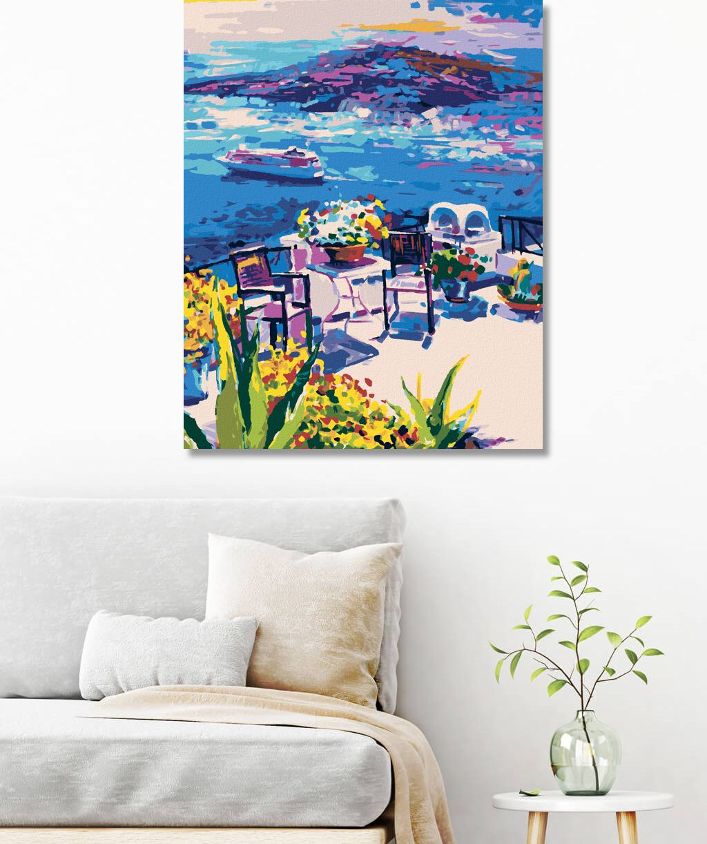 zuty Malování podle čísel - TERASA NA SANTORINI - Rozměr: 40x50 cm, Rámování: Varianta: vypnuté plátno na rám - obrázek 8