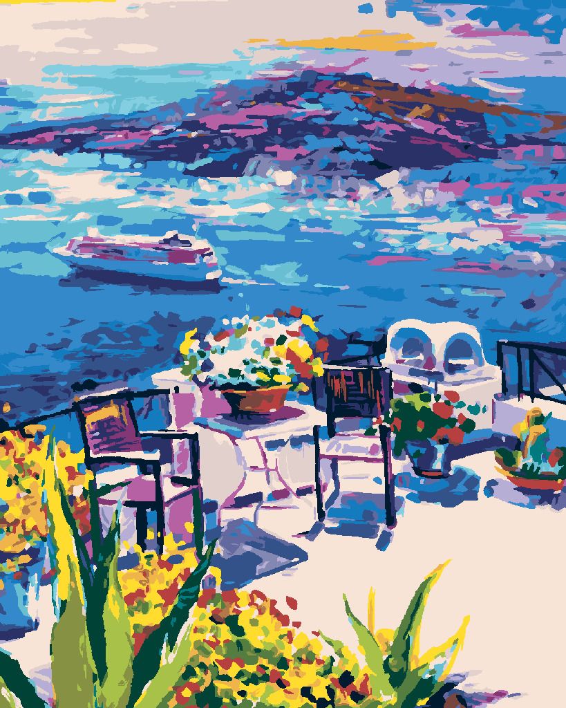zuty Malování podle čísel - TERASA NA SANTORINI - Rozměr: 40x50 cm, Rámování: Varianta: vypnuté plátno na rám - obrázek 10