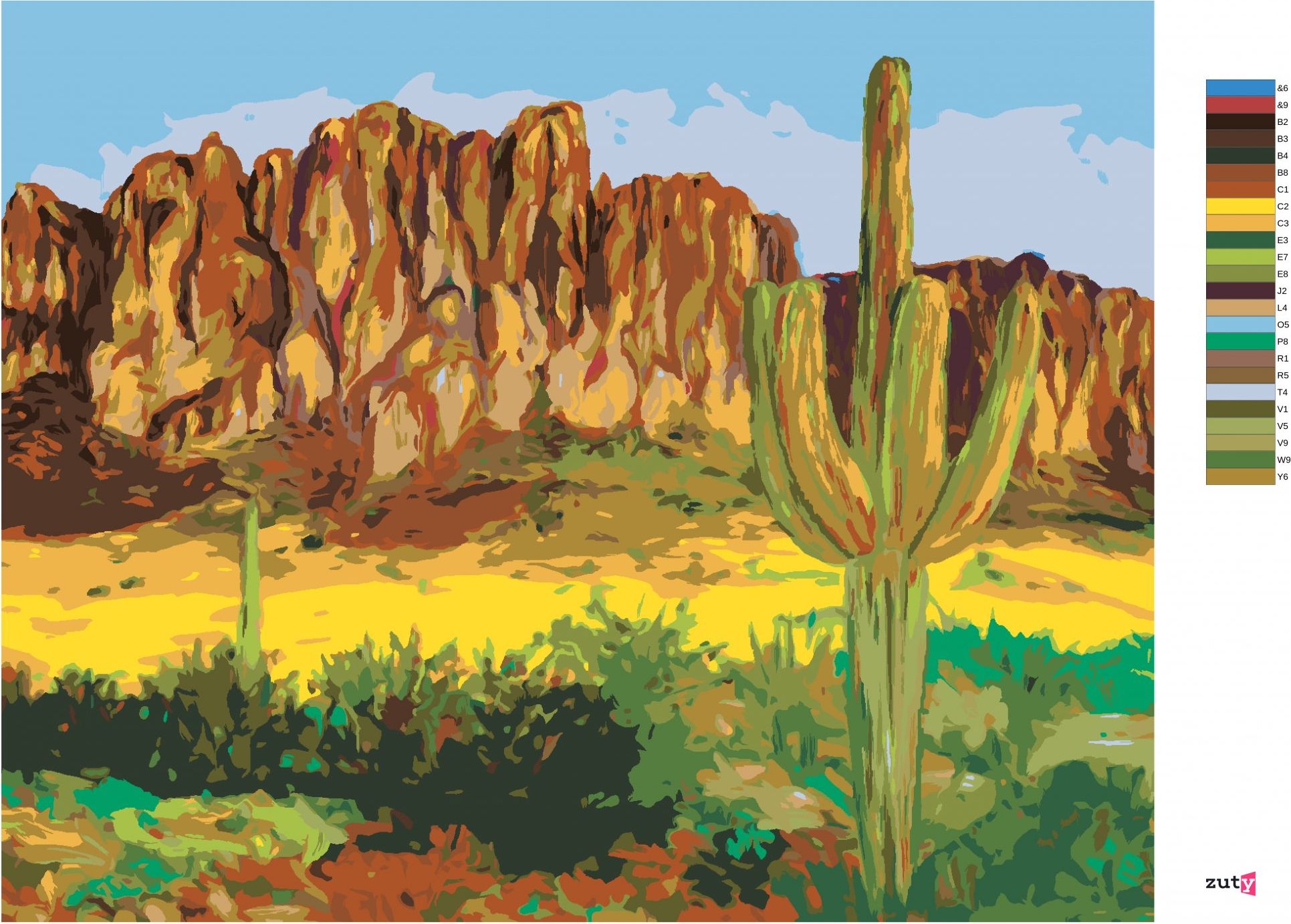 zuty Malování podle čísel - ARIZONSKÁ POUŠTNÍ KRAJINA - Rozměr: 40x50 cm, Rámování: Varianta: vypnuté plátno na rám - obrázek 2