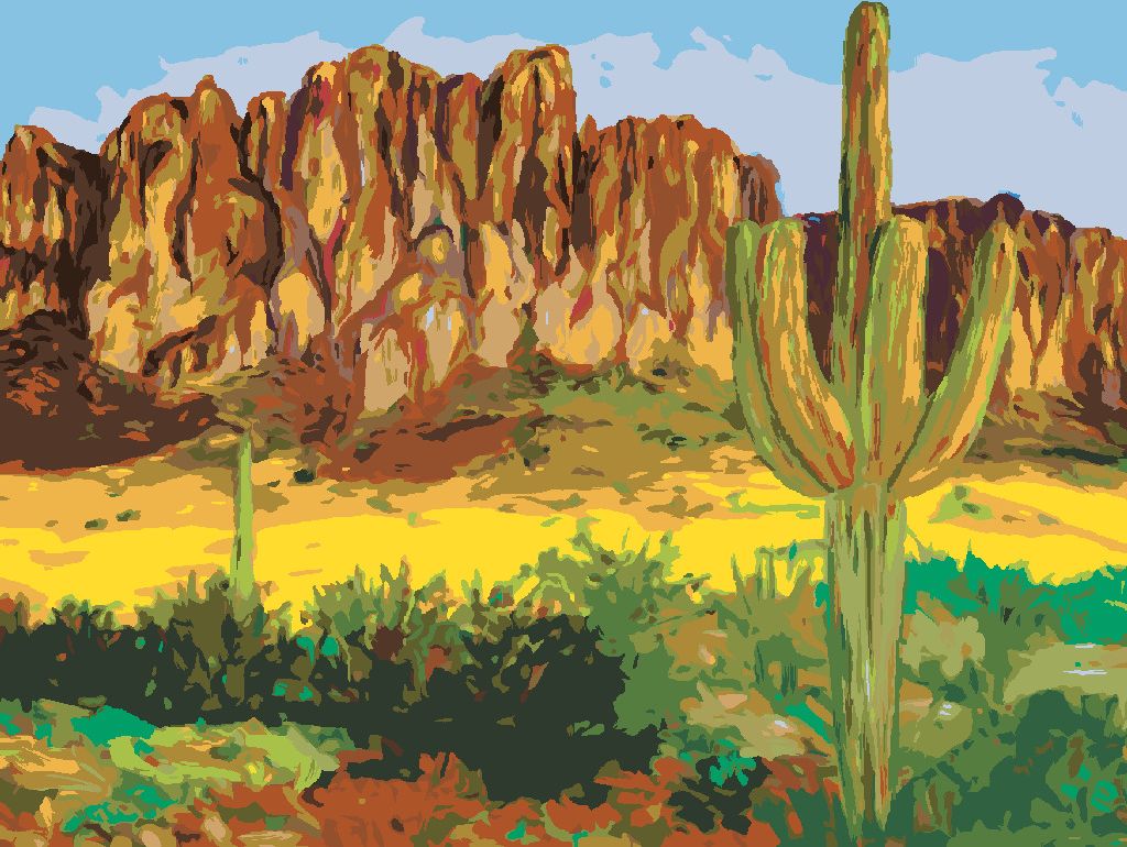 zuty Malování podle čísel - ARIZONSKÁ POUŠTNÍ KRAJINA - Rozměr: 40x50 cm, Rámování: Varianta: vypnuté plátno na rám - obrázek 4