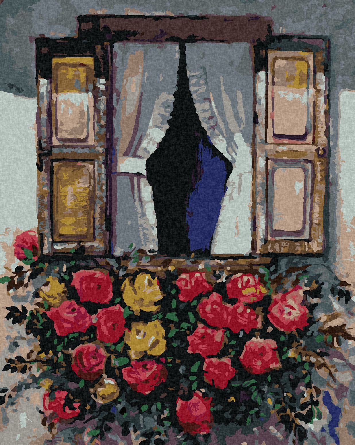 zuty Malování podle čísel - OKNO S ROZKVETLÝMI KVĚTINAMI - Rozměr: 40x50 cm, Rámování: Varianta: bez rámu a bez vypnutí plátna - obrázek 1