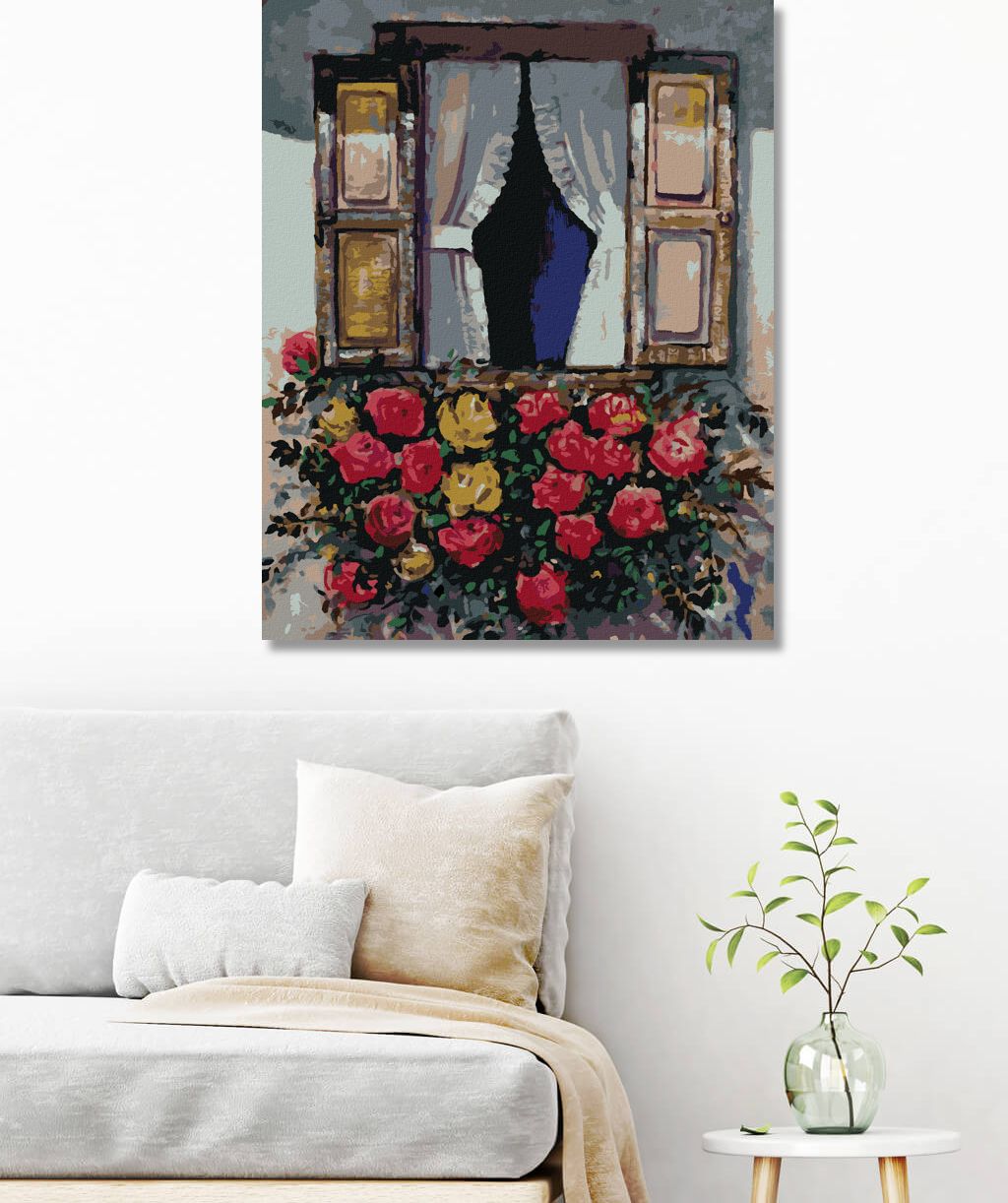 zuty Malování podle čísel - OKNO S ROZKVETLÝMI KVĚTINAMI - Rozměr: 40x50 cm, Rámování: Varianta: vypnuté plátno na rám - obrázek 9